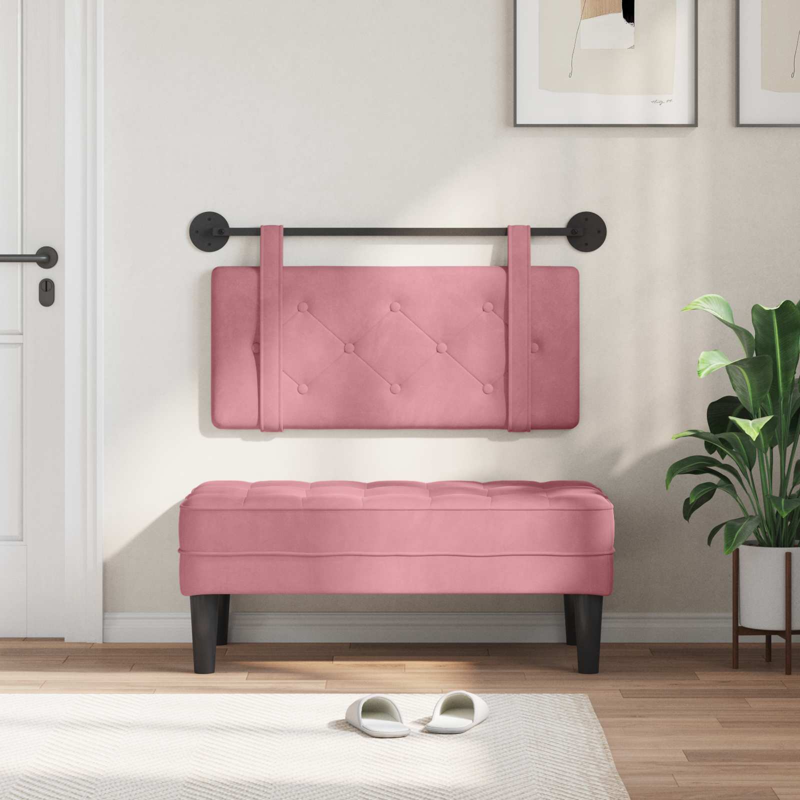Testata appesa Montaggio a parete Rosa 100 x 55 x 5 cm Velluto 42031586