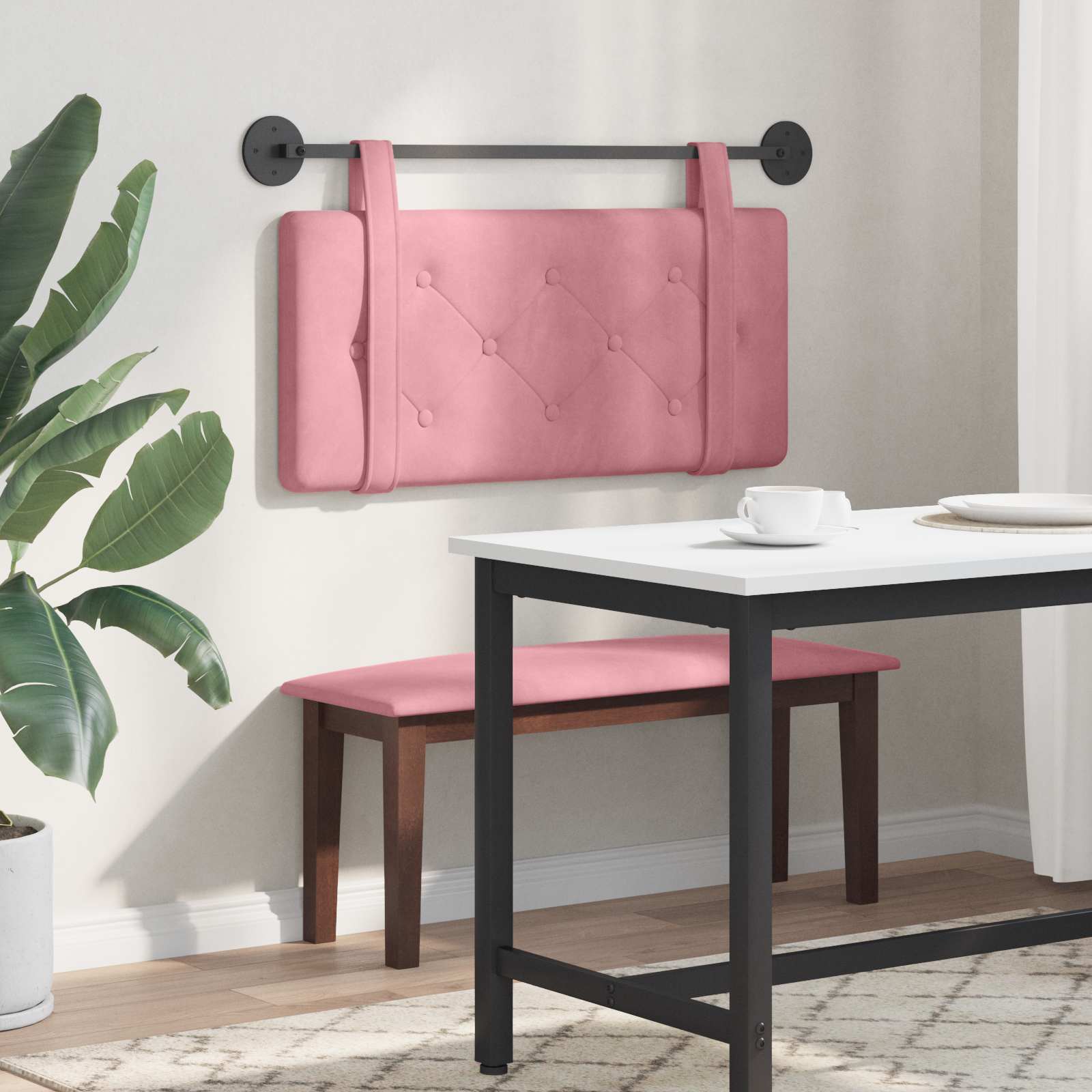 Testata appesa Montaggio a parete Rosa 100 x 55 x 5 cm Velluto 42031586