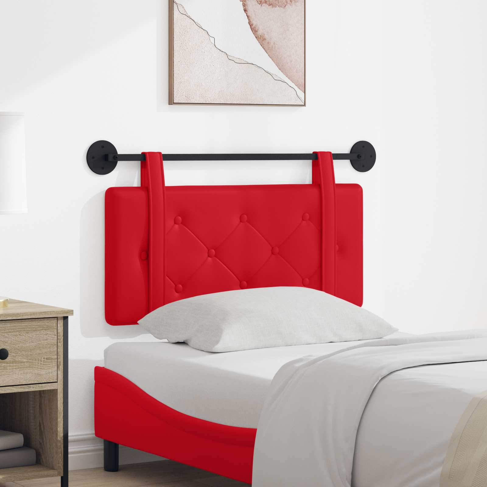 Testiera Montata a Muro Rosso 90 x 5 x 40 cm Compensato 42031601