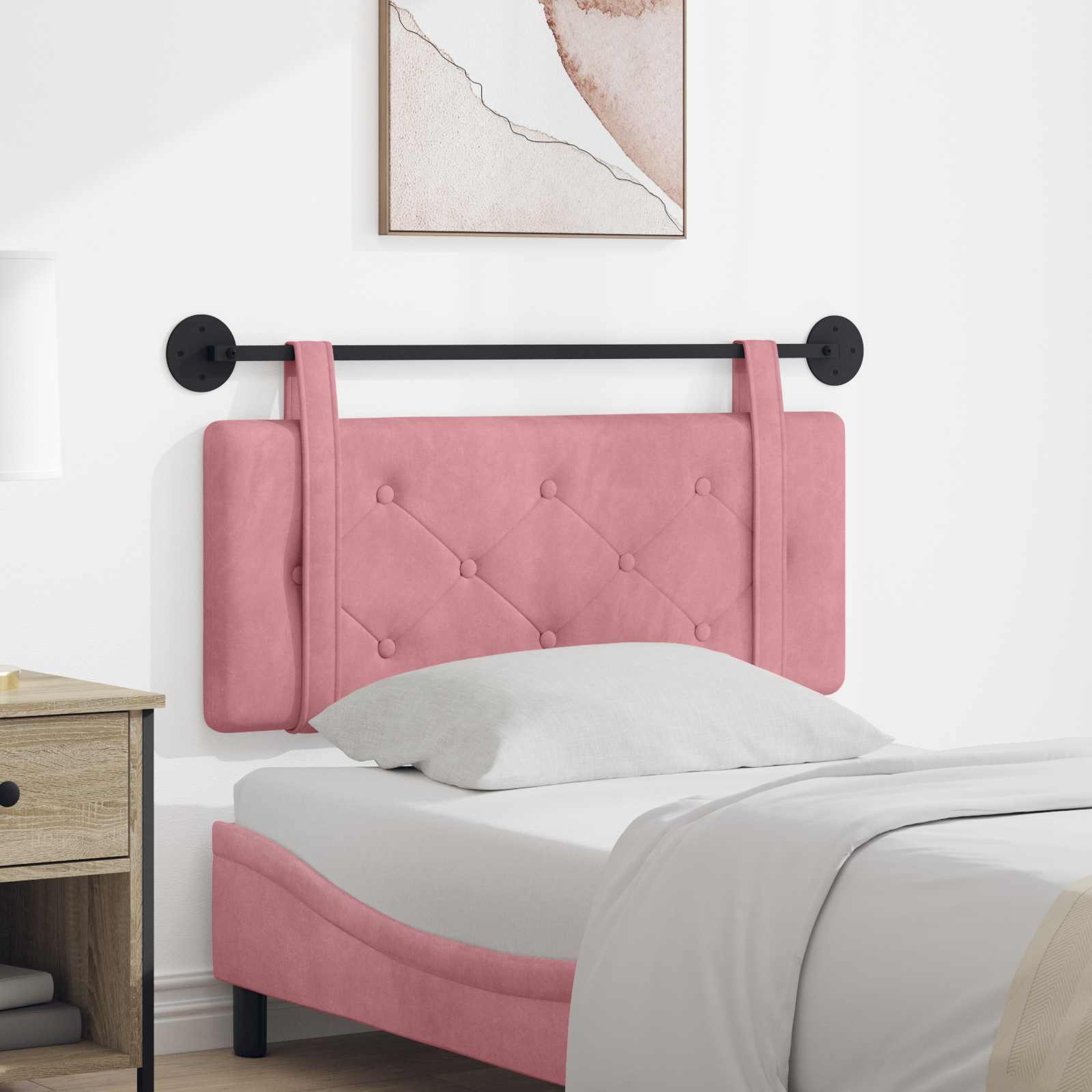 Testata appesa Montaggio a parete Rosa 110 x 55 x 5 cm Velluto 42031613