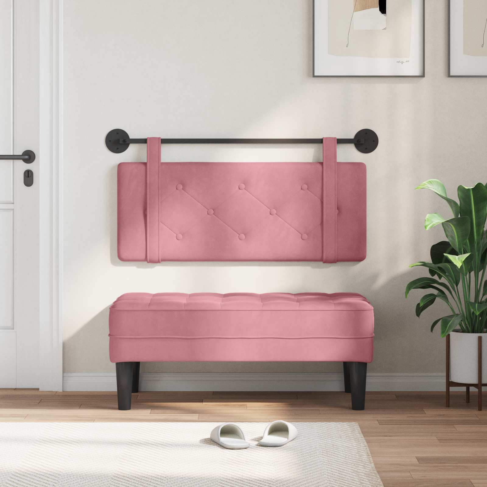 Testata appesa Montaggio a parete Rosa 110 x 55 x 5 cm Velluto 42031613