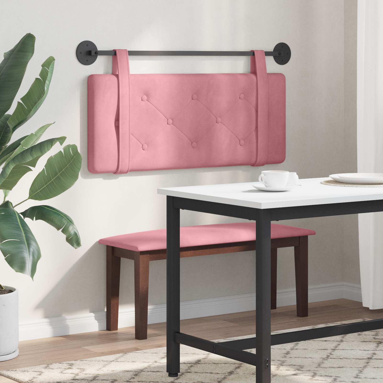 Testata appesa Montaggio a parete Rosa 110 x 55 x 5 cm Velluto 42031613