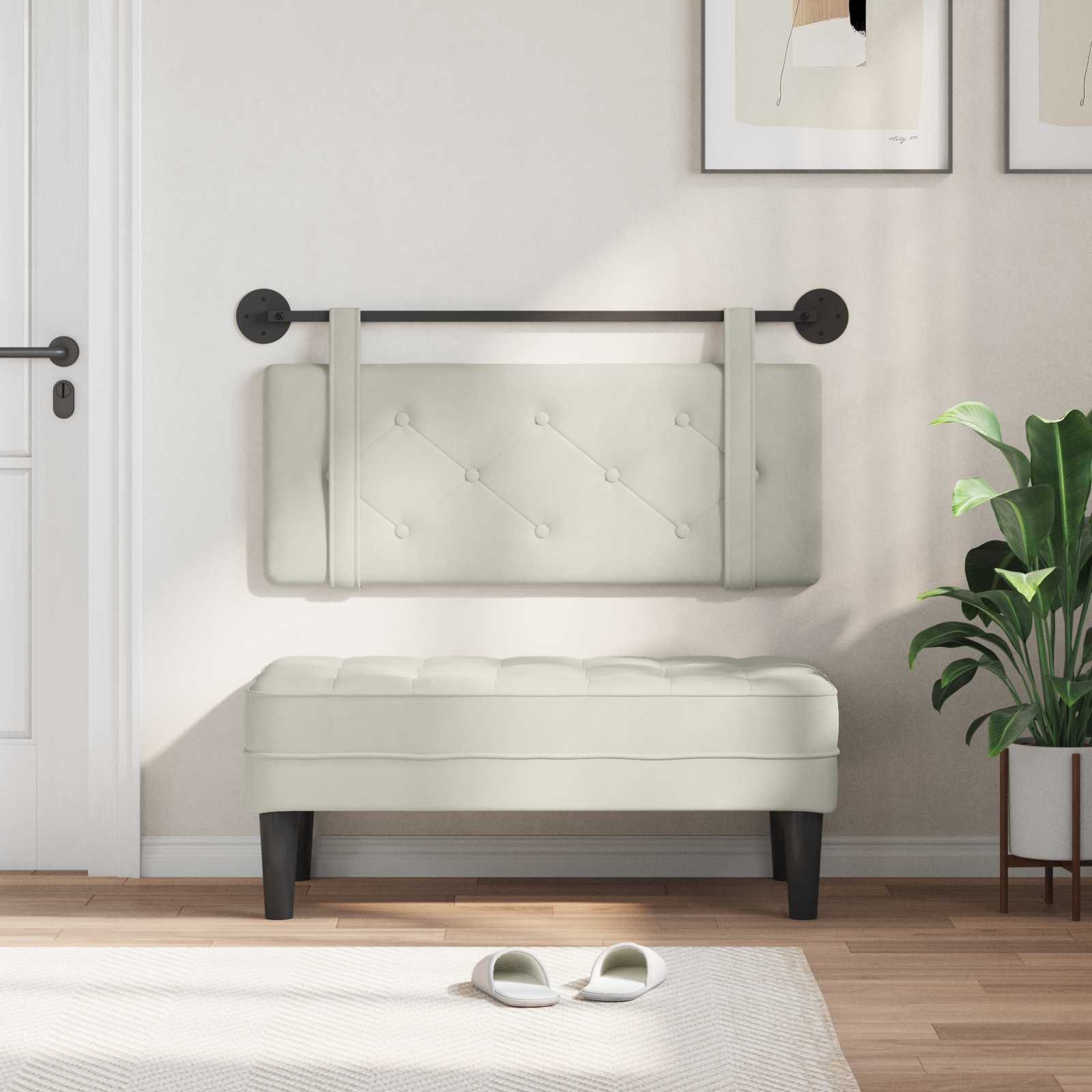 Testata appesa Montaggio a parete Crema 110 x 55 x 5 cm Velluto 42031618