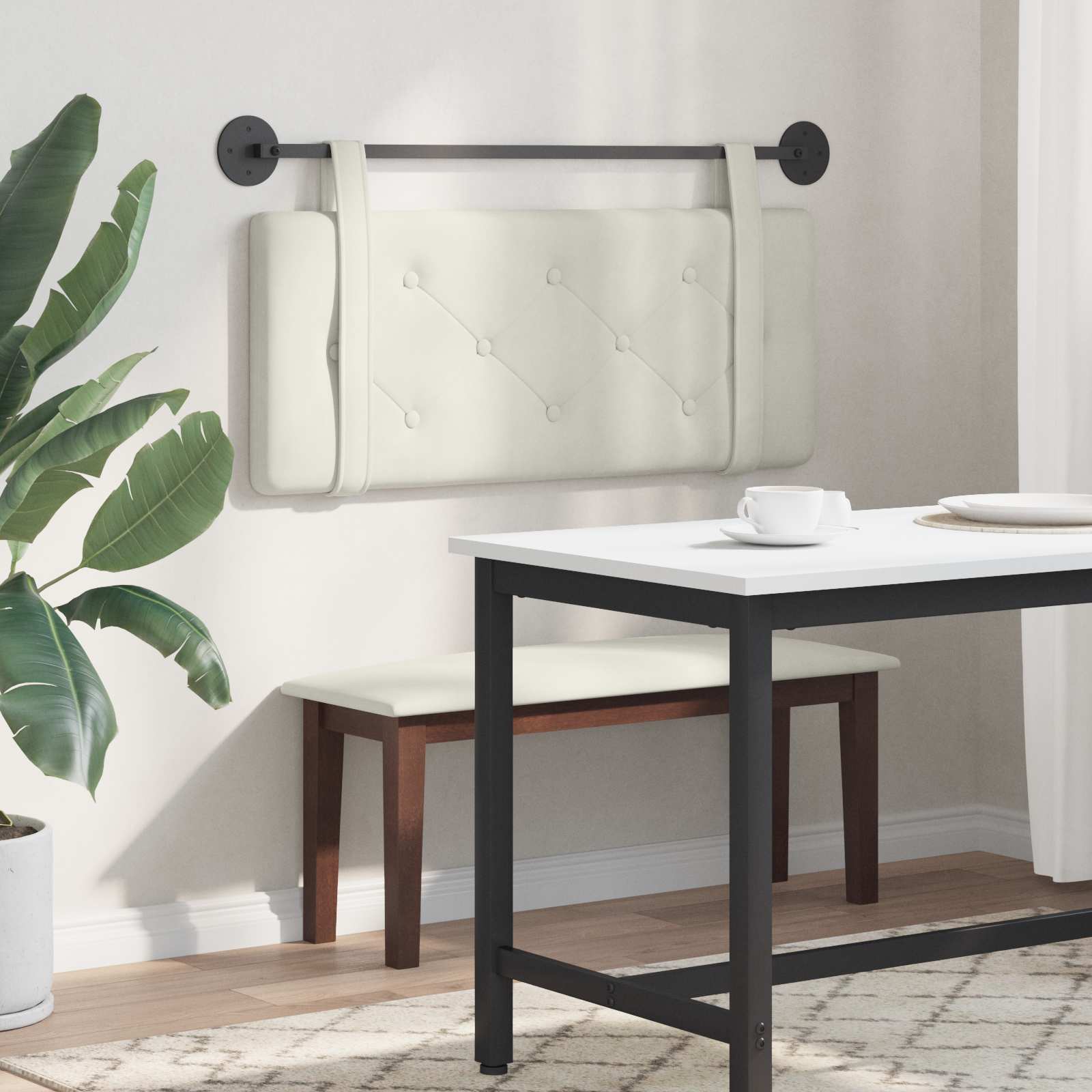 Testata appesa Montaggio a parete Crema 110 x 55 x 5 cm Velluto 42031618