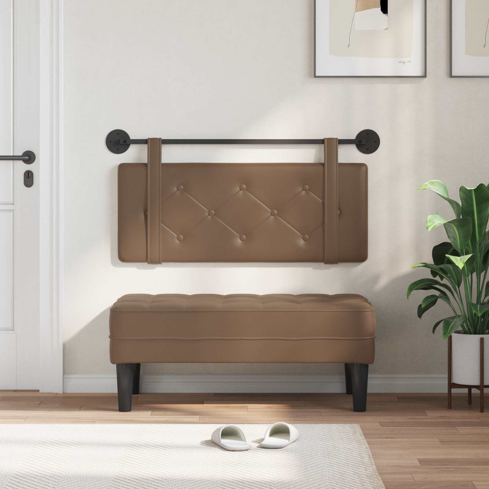 Testiera Montata a Muro Cappuccino 100 x 5 x 40 cm Compensato 42031629