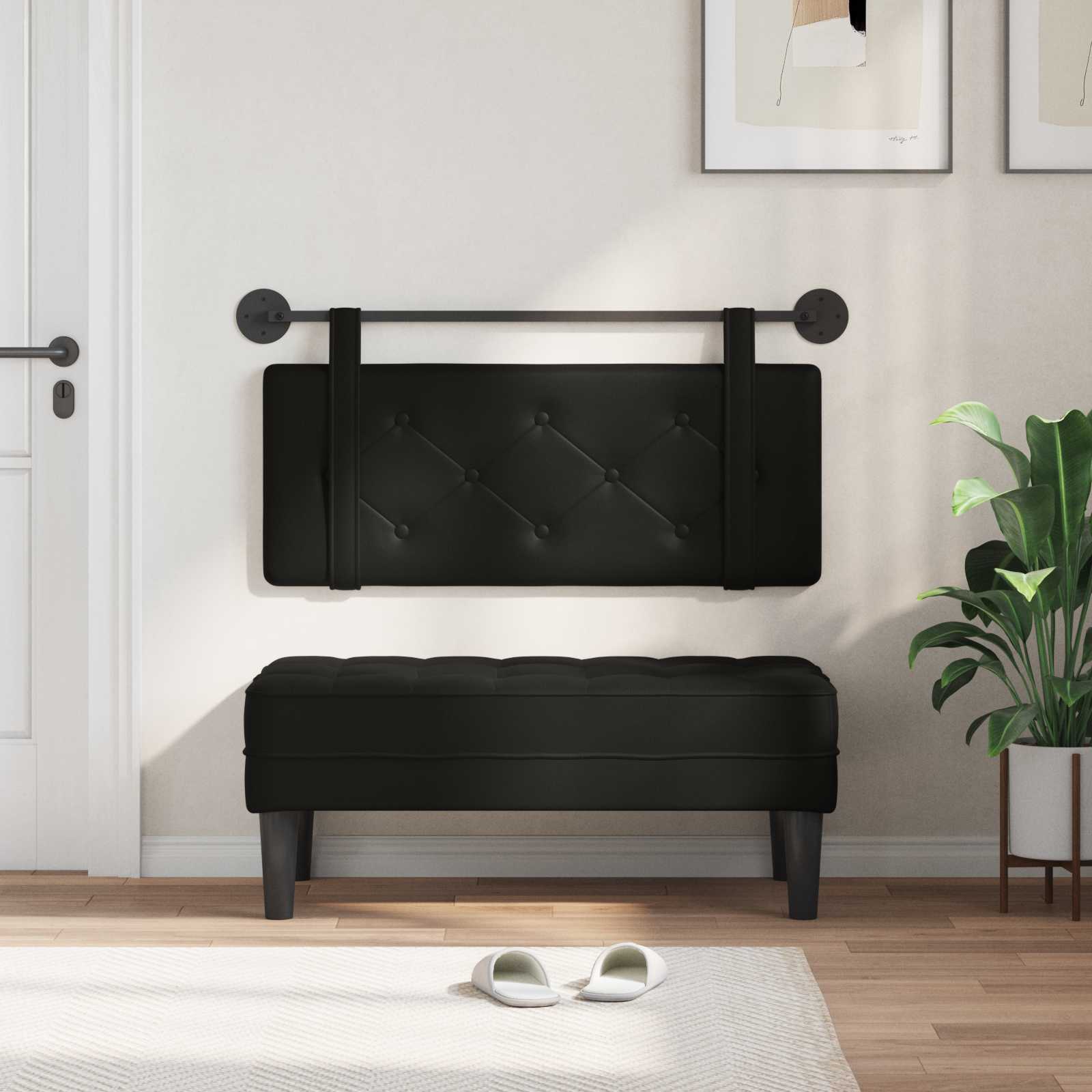 Testiera Montata a Muro Nero 100 x 5 x 40 cm Compensato 42031630