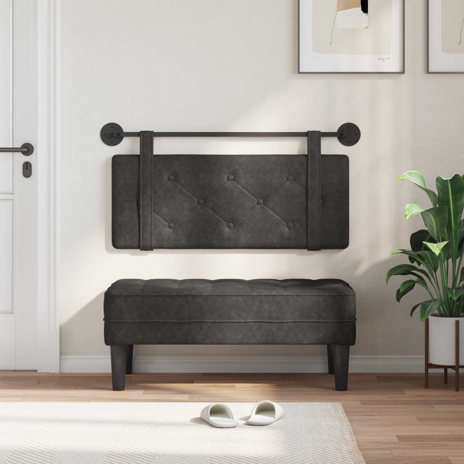 nero Montaggio a parete Nero 200 x 5 x 40 cm Compensato 42031632
