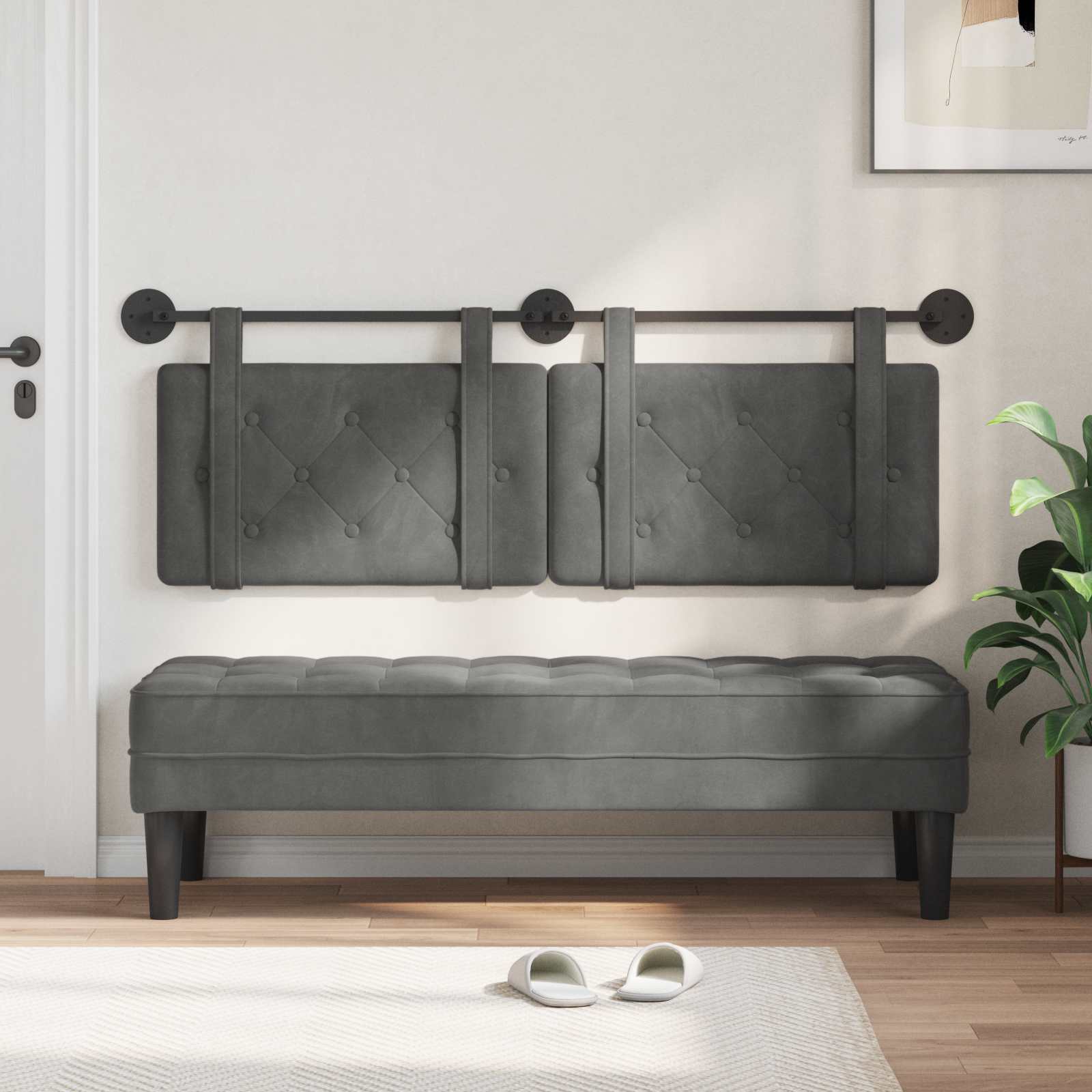 Testata appesa Grigio scuro 130 x 55 x 5 cm Velluto 42031637