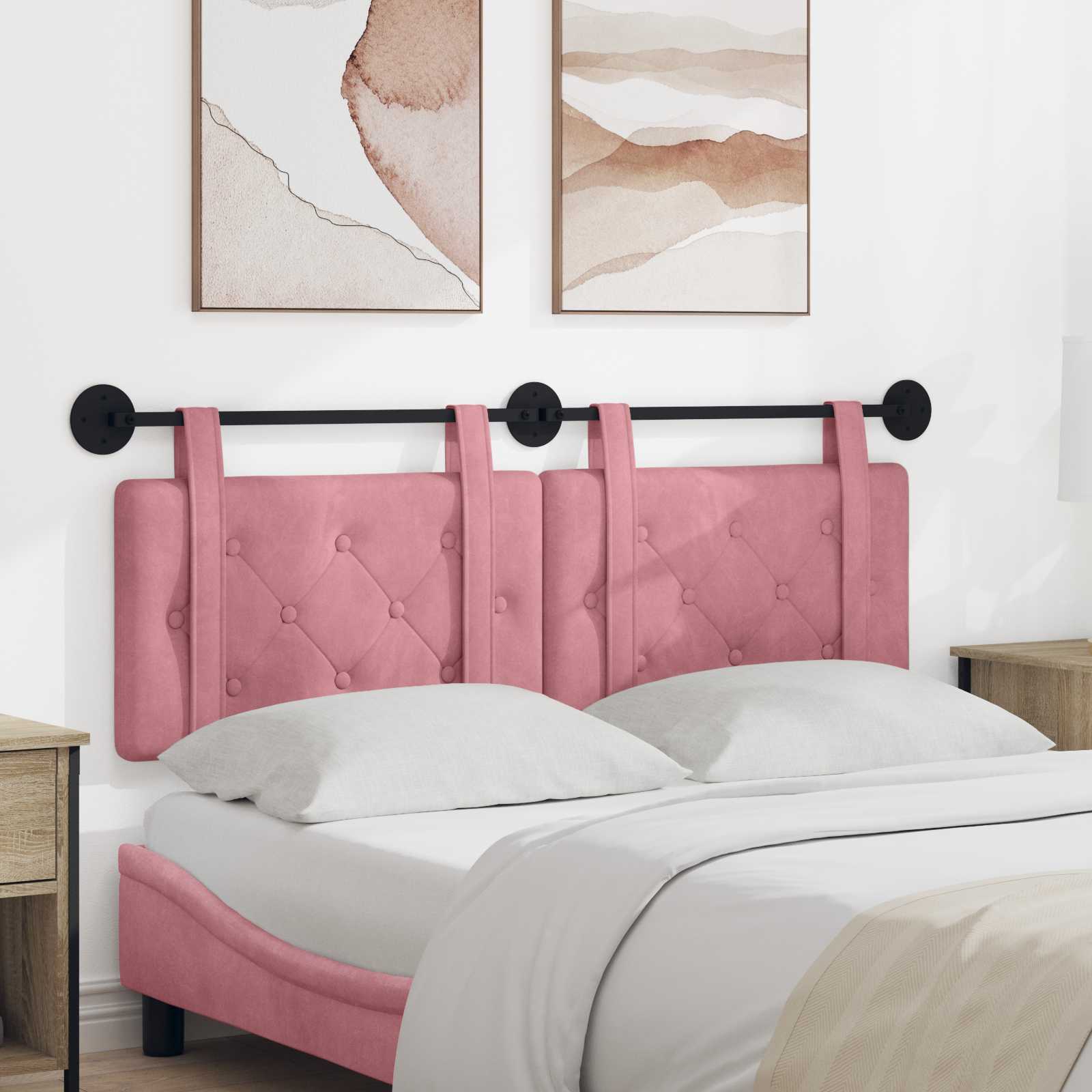 Testata appesa Montaggio a parete Rosa 130 x 55 x 5 cm Velluto 42031640