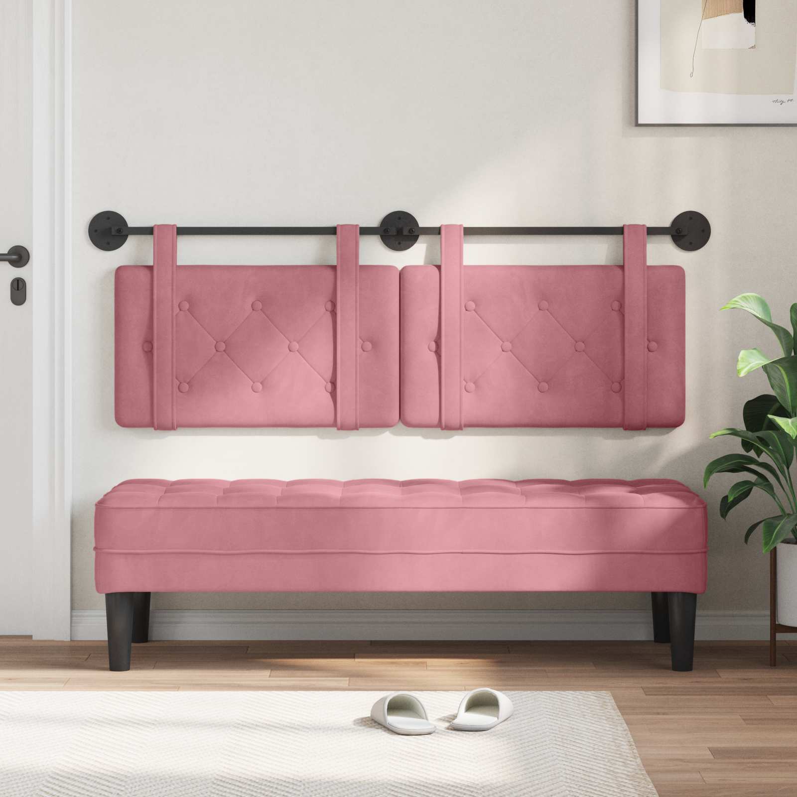 Testata appesa Montaggio a parete Rosa 130 x 55 x 5 cm Velluto 42031640