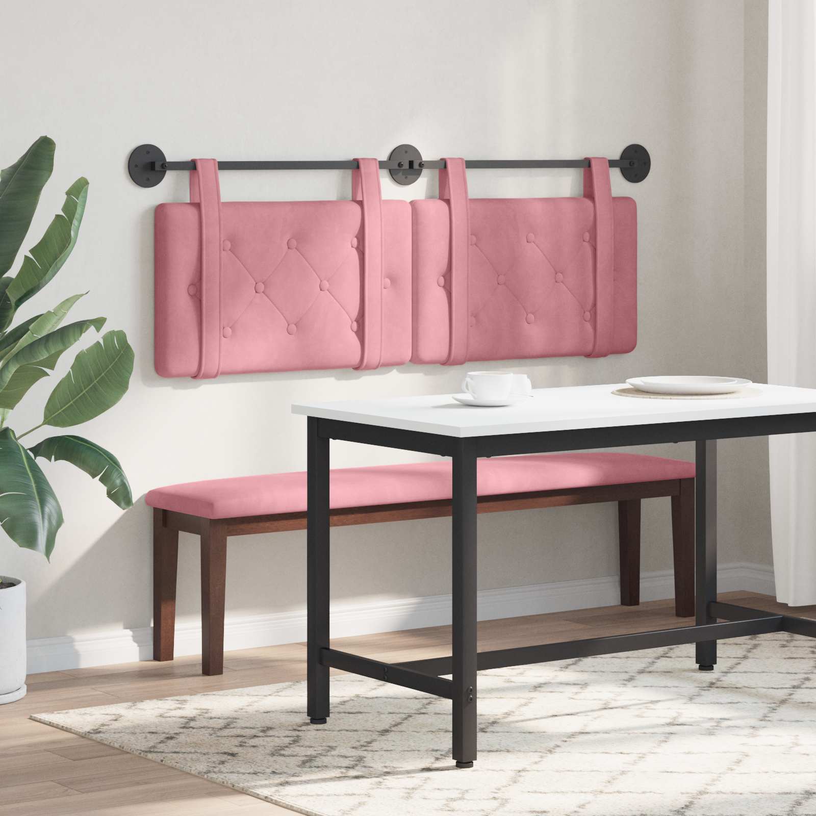 Testata appesa Montaggio a parete Rosa 130 x 55 x 5 cm Velluto 42031640