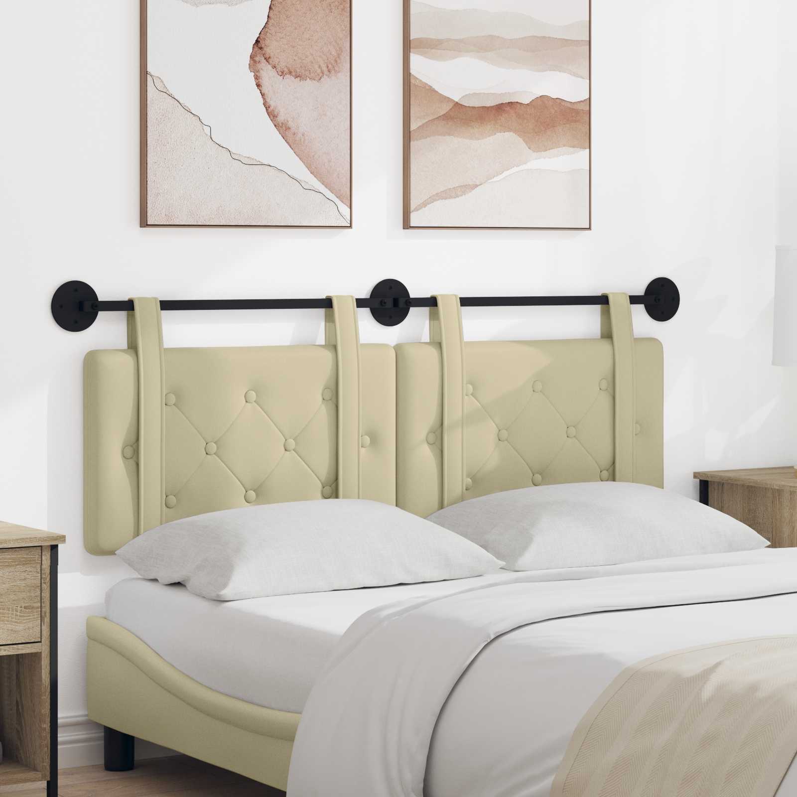 Testiera Montata a Muro 2 pcs Crema 120 x 5 x 40 cm Compensato 42031651