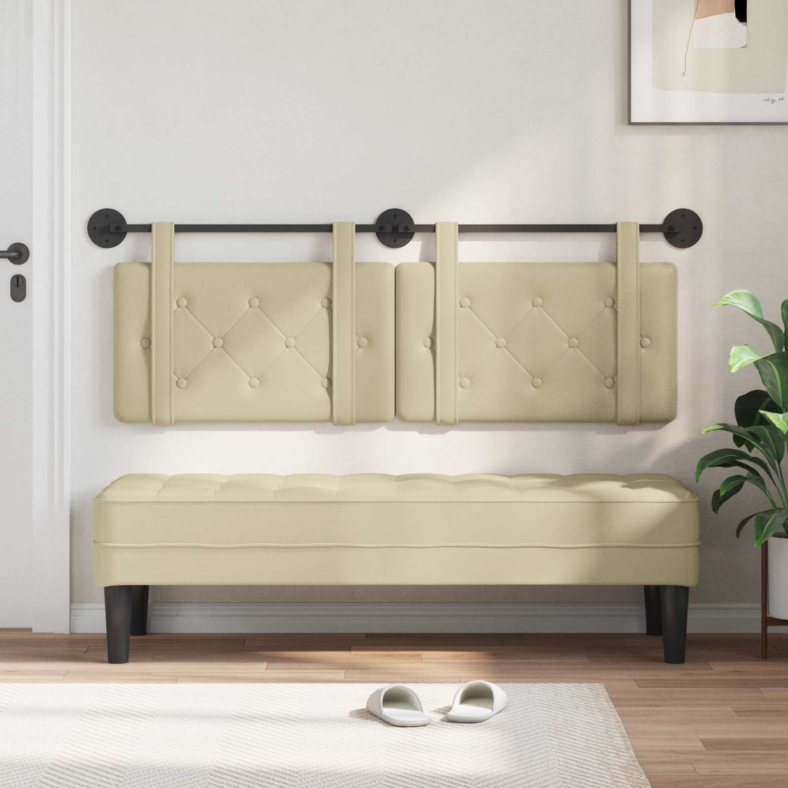 Testiera Montata a Muro 2 pcs Crema 120 x 5 x 40 cm Compensato 42031651