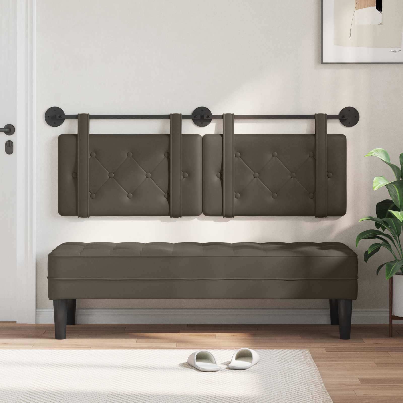 Testiera Montata a Muro 2 pcs Grigio 120 x 5 x 40 cm Compensato 42031653