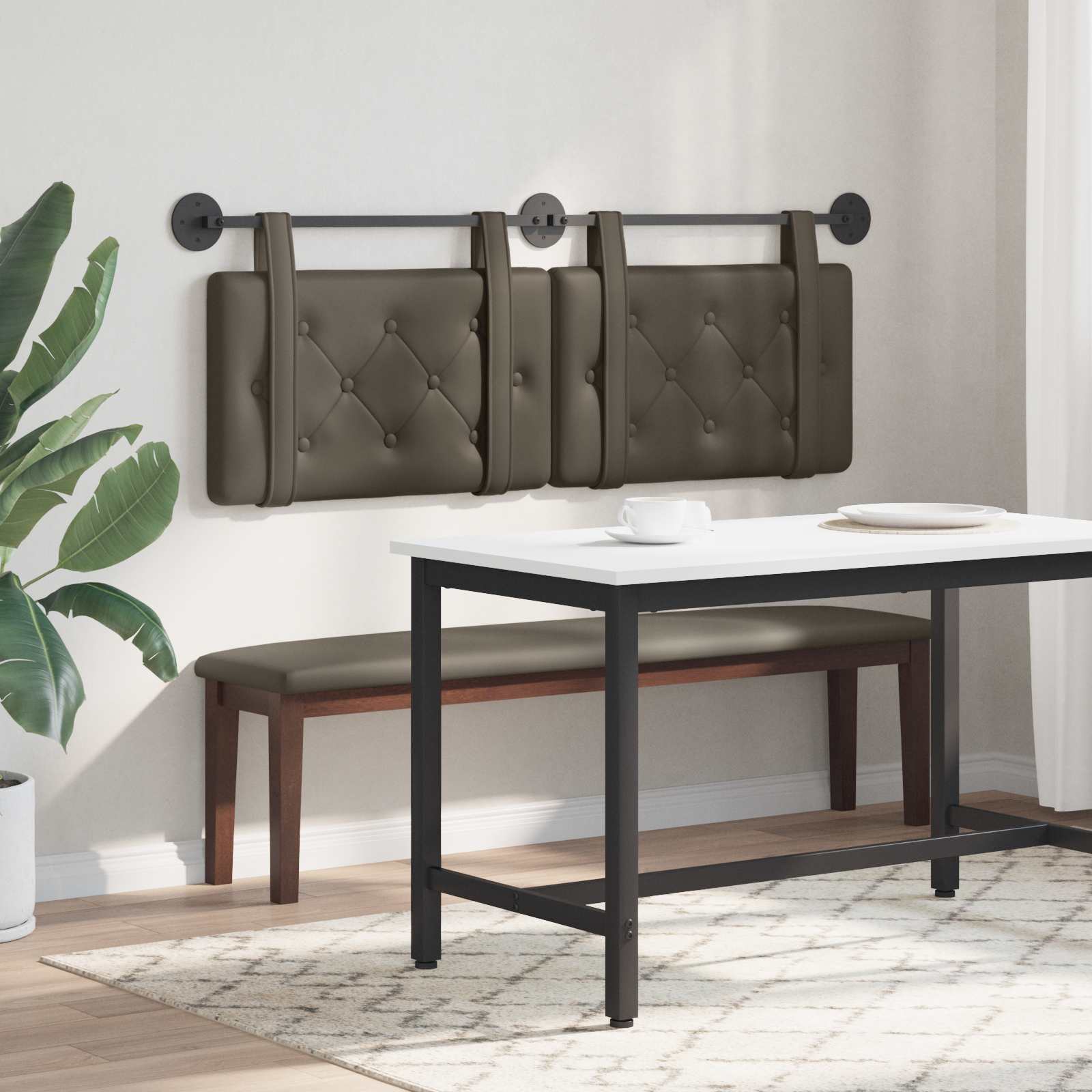 Testiera Montata a Muro 2 pcs Grigio 120 x 5 x 40 cm Compensato 42031653