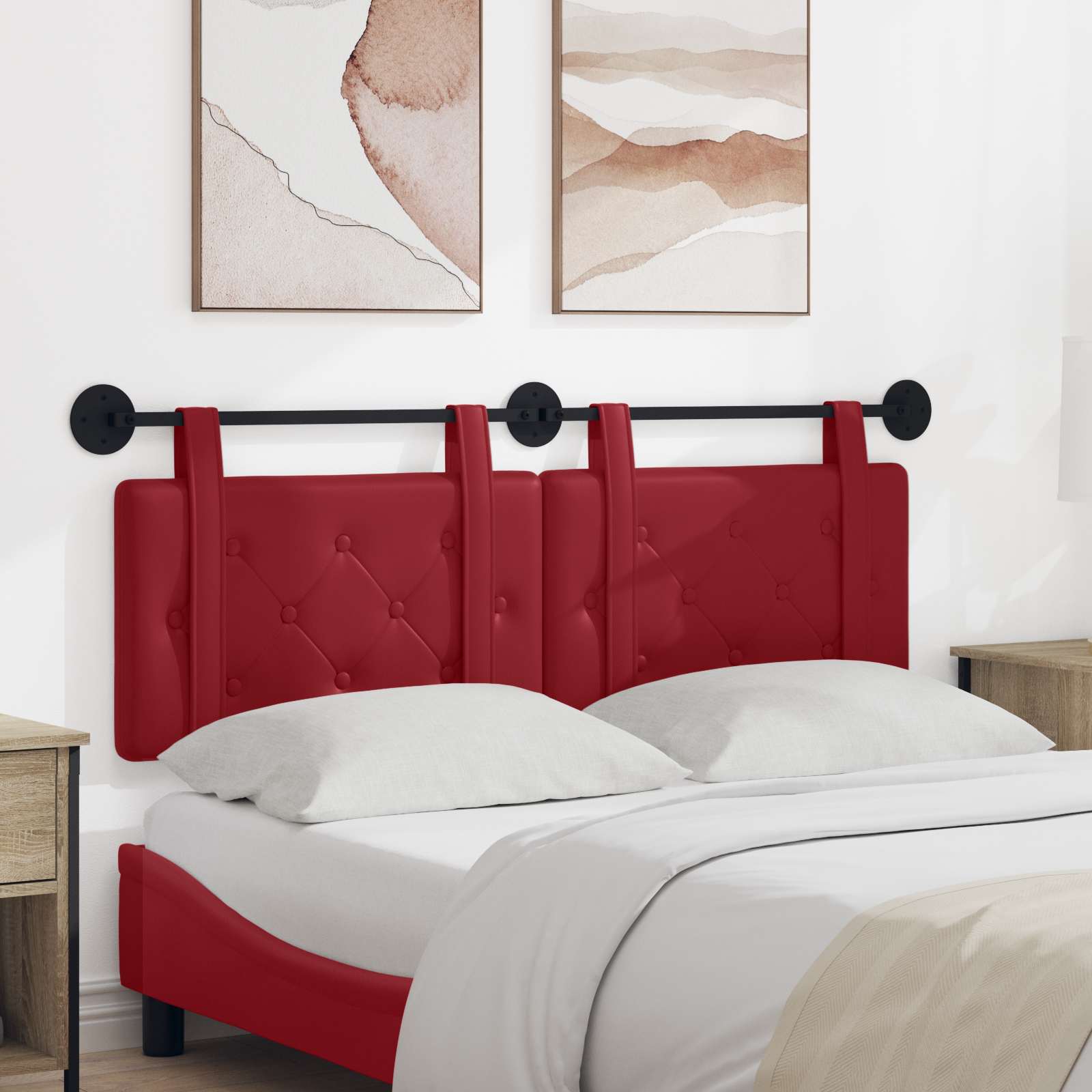 Testiera Montata a Muro 2 pcs Rosso Vino 120 x 5 x 40 cm 42031654