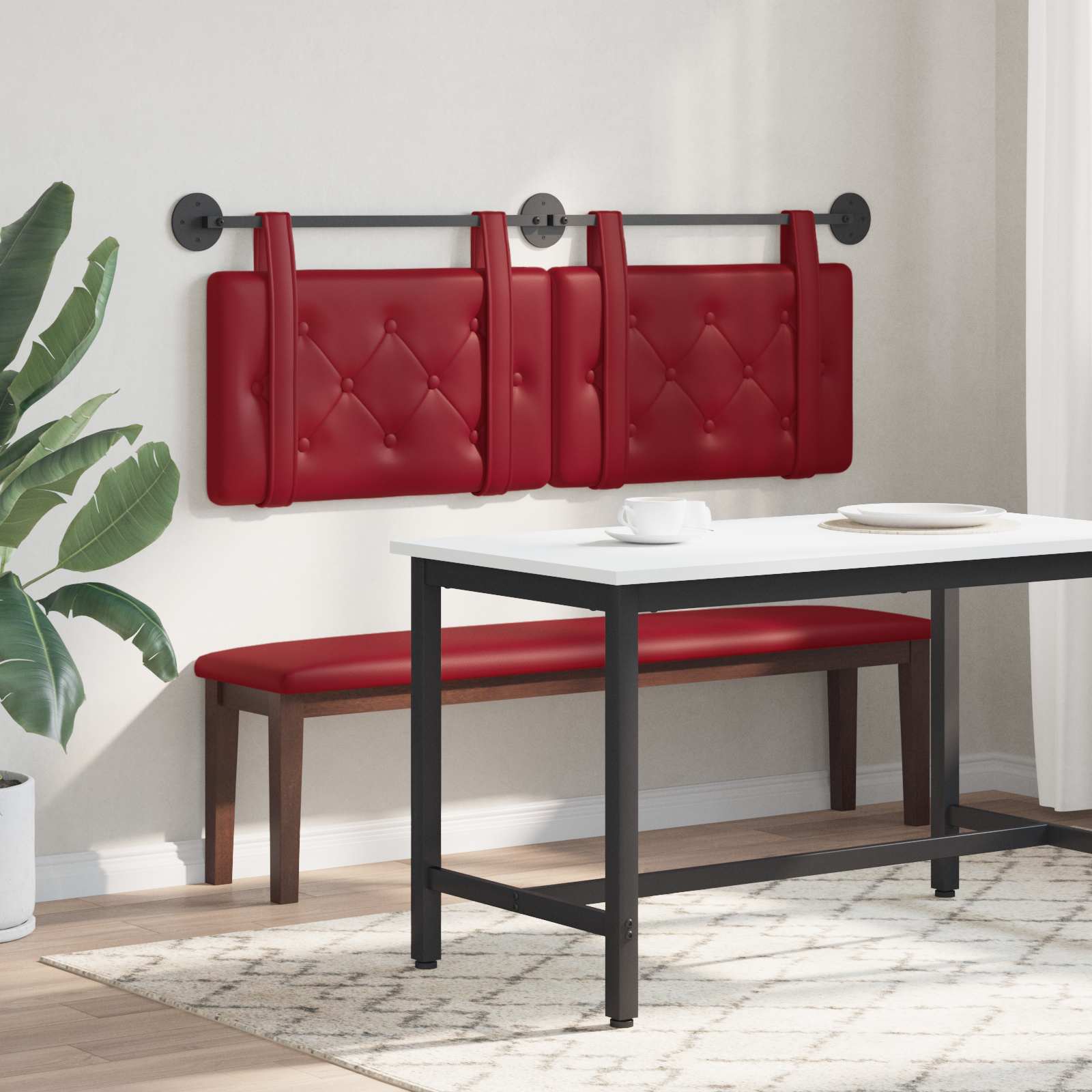 Testiera Montata a Muro 2 pcs Rosso Vino 120 x 5 x 40 cm 42031654