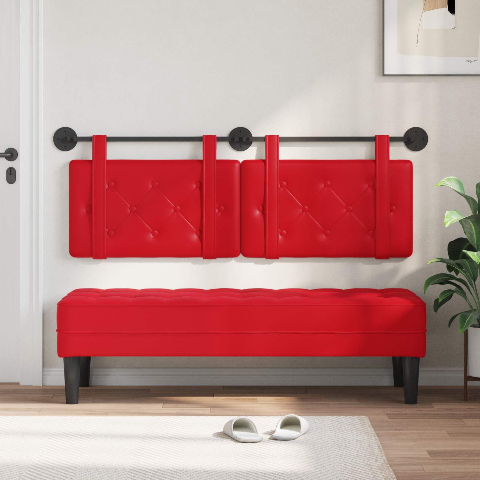 Testiera Montata a Muro 2 pcs Rosso 120 x 5 x 40 cm Compensato 42031655
