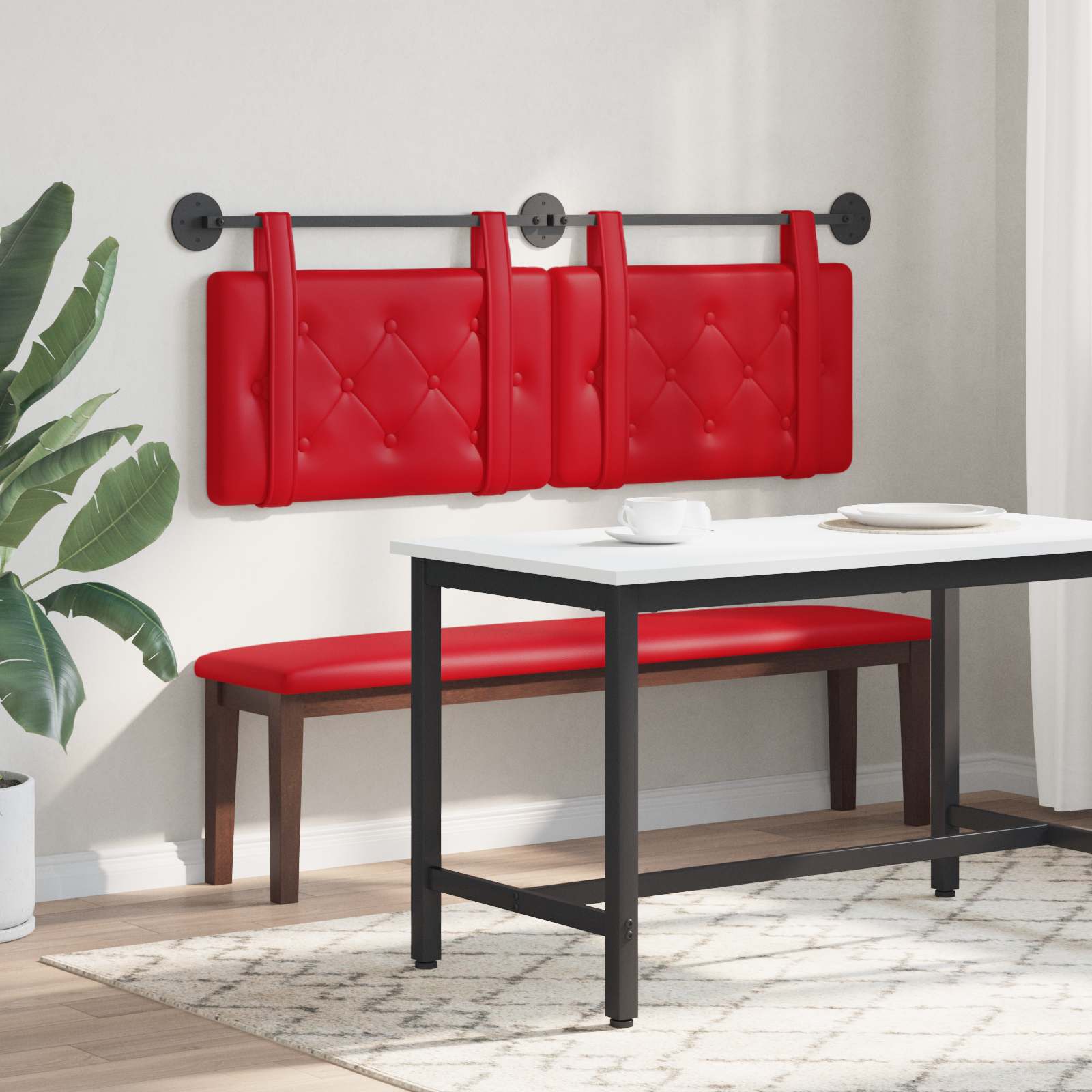 Testiera Montata a Muro 2 pcs Rosso 120 x 5 x 40 cm Compensato 42031655