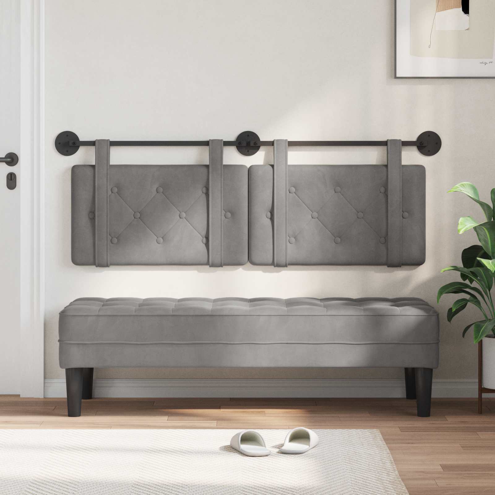 Testata appesa Grigio chiaro 150 x 55 x 5 cm Velluto 42031663