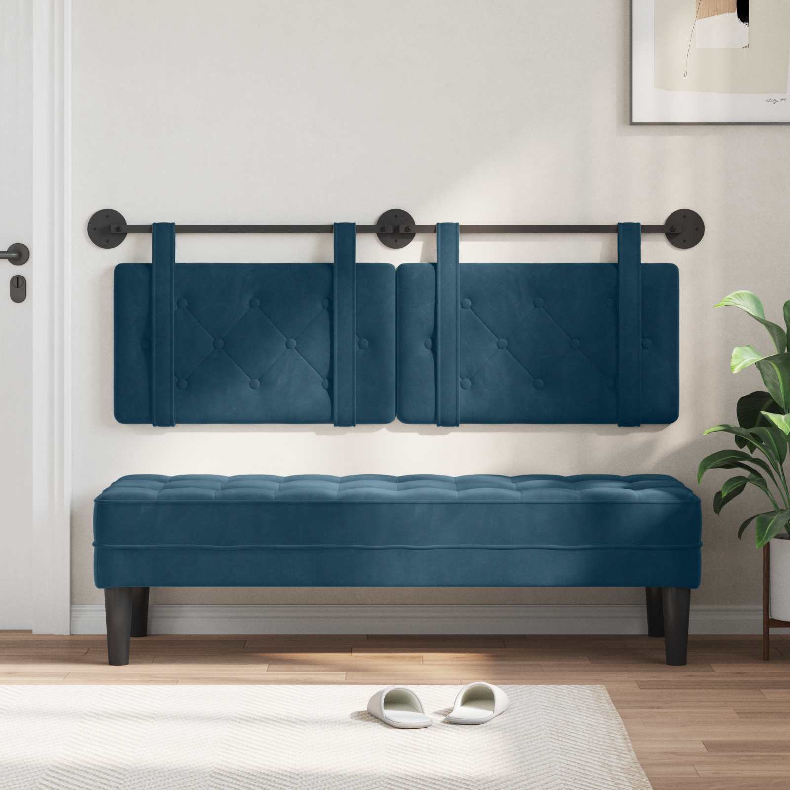 Testata appesa Montaggio a parete Blu 150 x 55 x 5 cm Velluto 42031673
