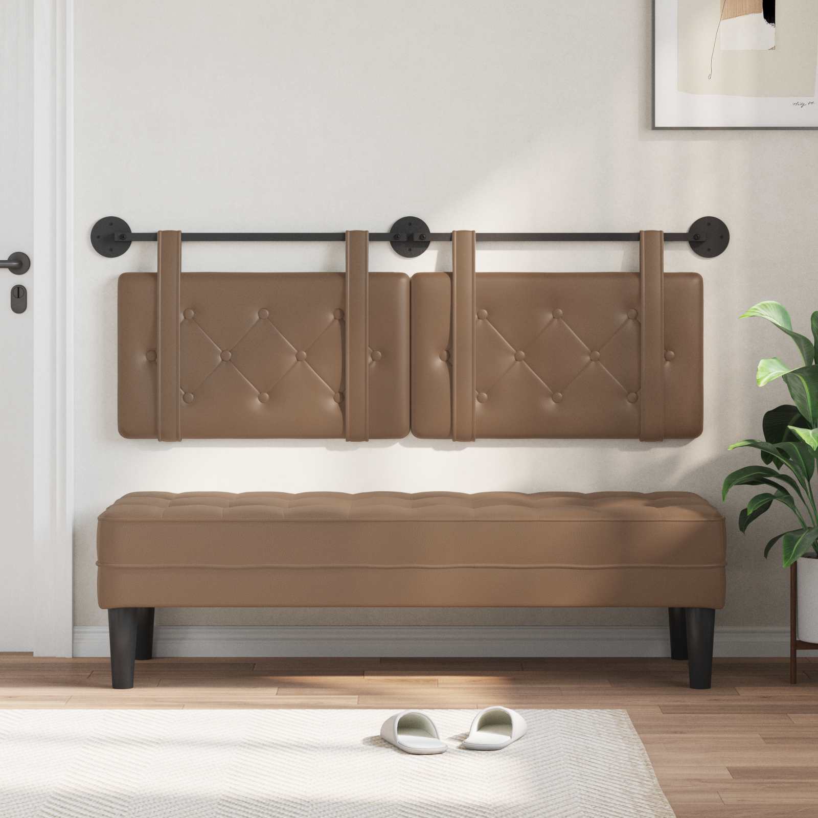 Testiera Montata a Muro 2 pcs Cappuccino 140 x 5 x 40 cm 42031683