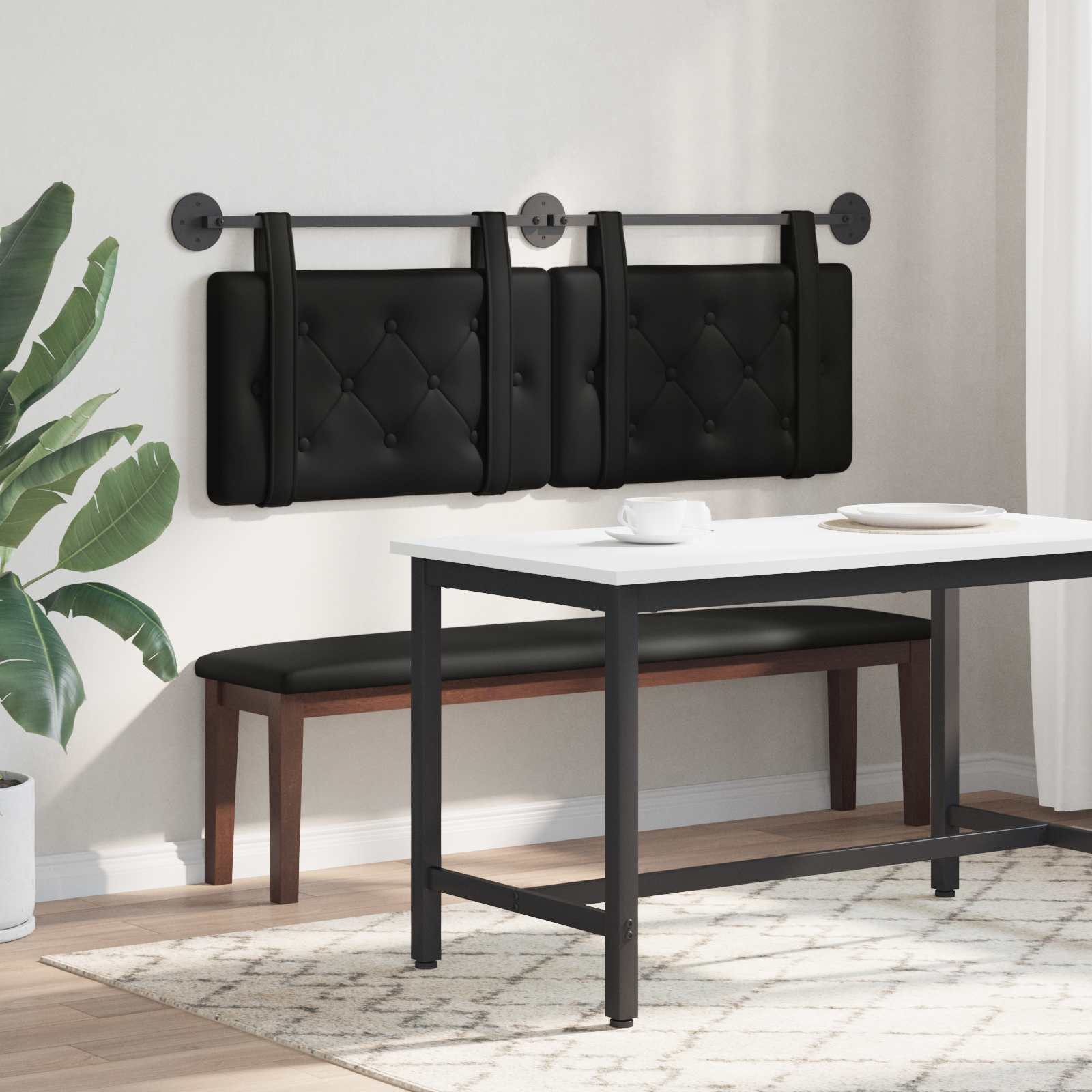Testiera Montata a Muro 2 pcs Nero 140 x 5 x 40 cm Compensato 42031684
