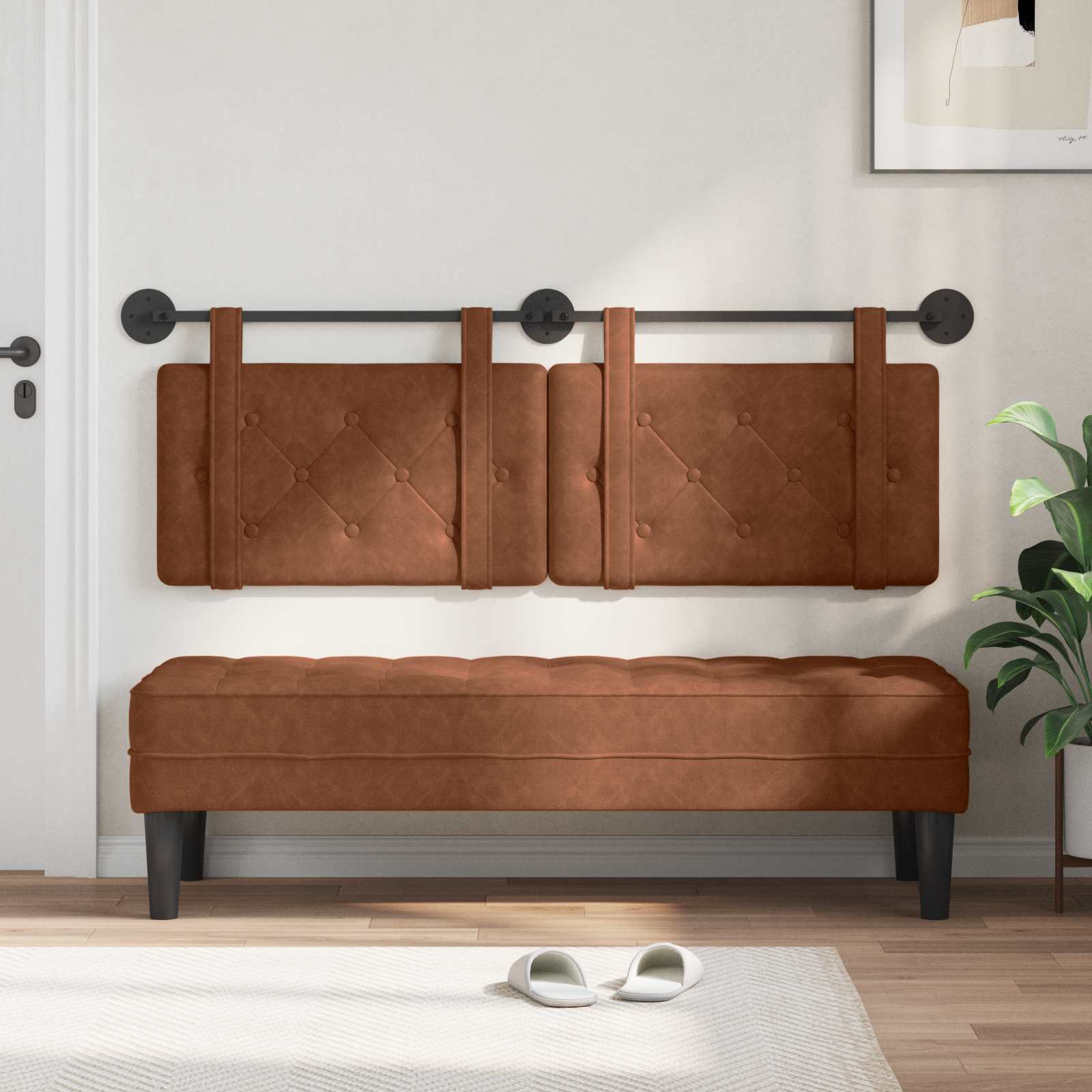 marrone con testiera 2 pcs Marrone 200 x 5 x 40 cm Compensato 42031687