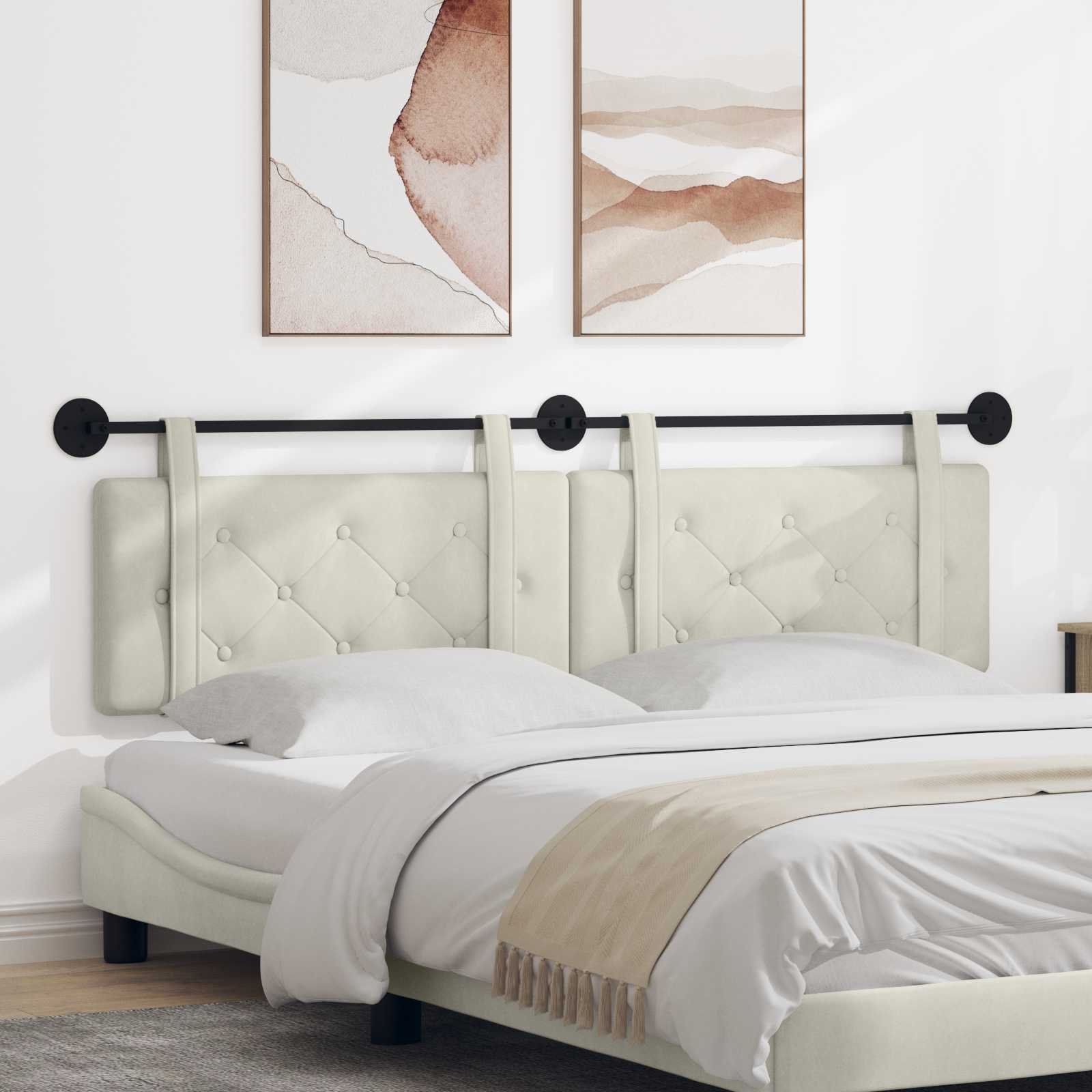 Testata appesa Montaggio a parete Crema 170 x 55 x 5 cm Velluto 42031699