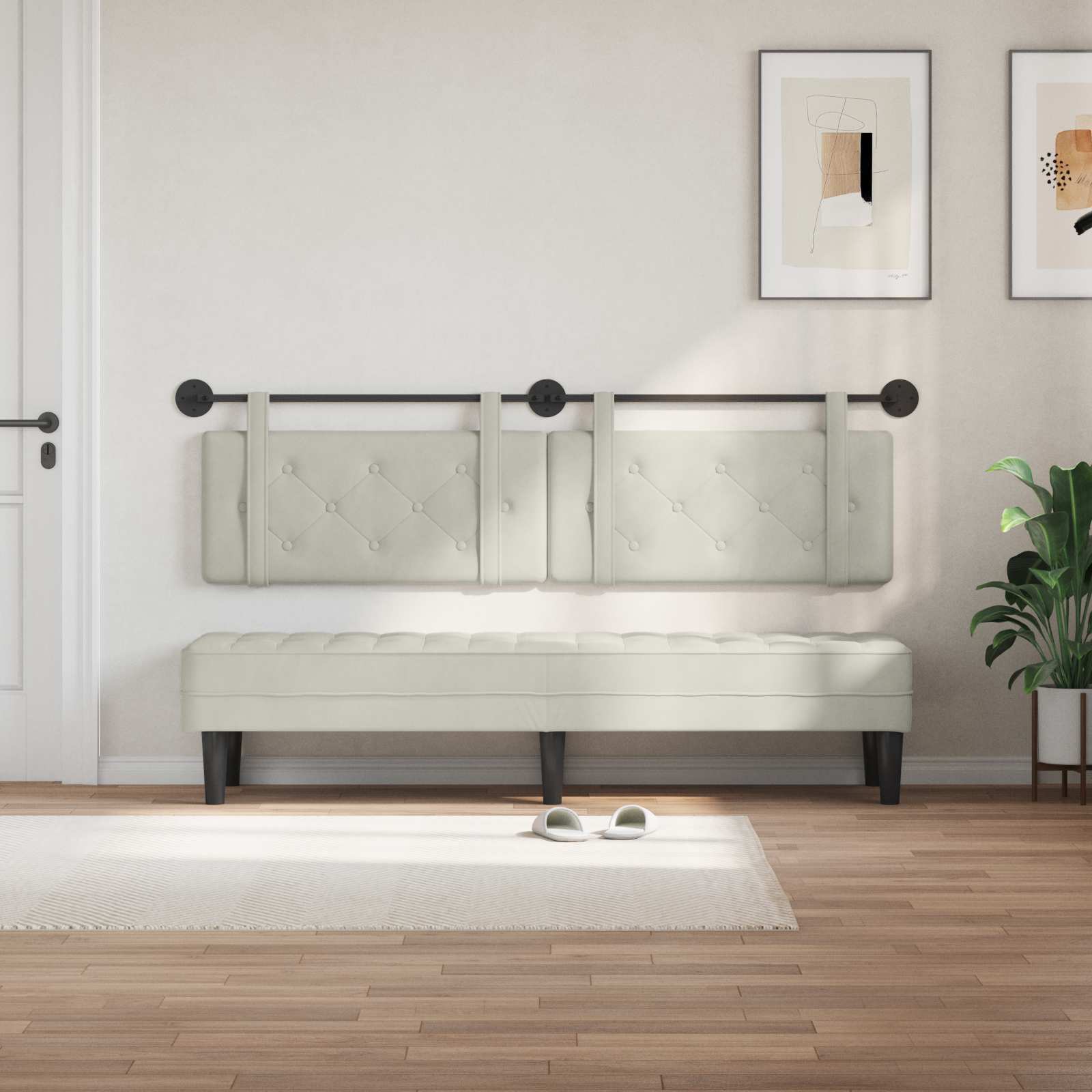 Testata appesa Montaggio a parete Crema 170 x 55 x 5 cm Velluto 42031699