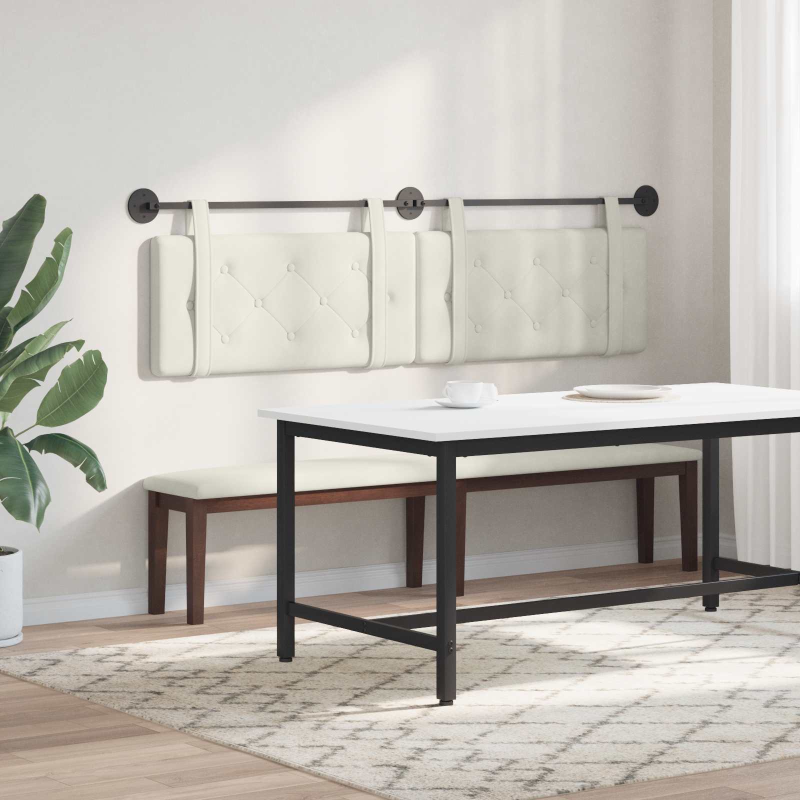 Testata appesa Montaggio a parete Crema 170 x 55 x 5 cm Velluto 42031699