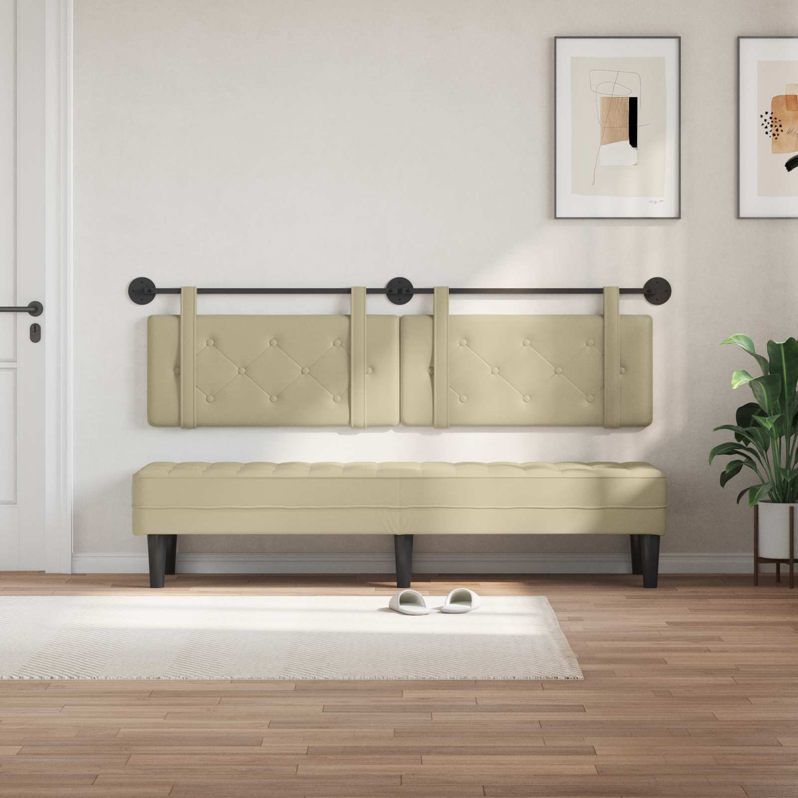 Testiera Montata a Muro 2 pcs Crema 160 x 5 x 40 cm Compensato 42031705