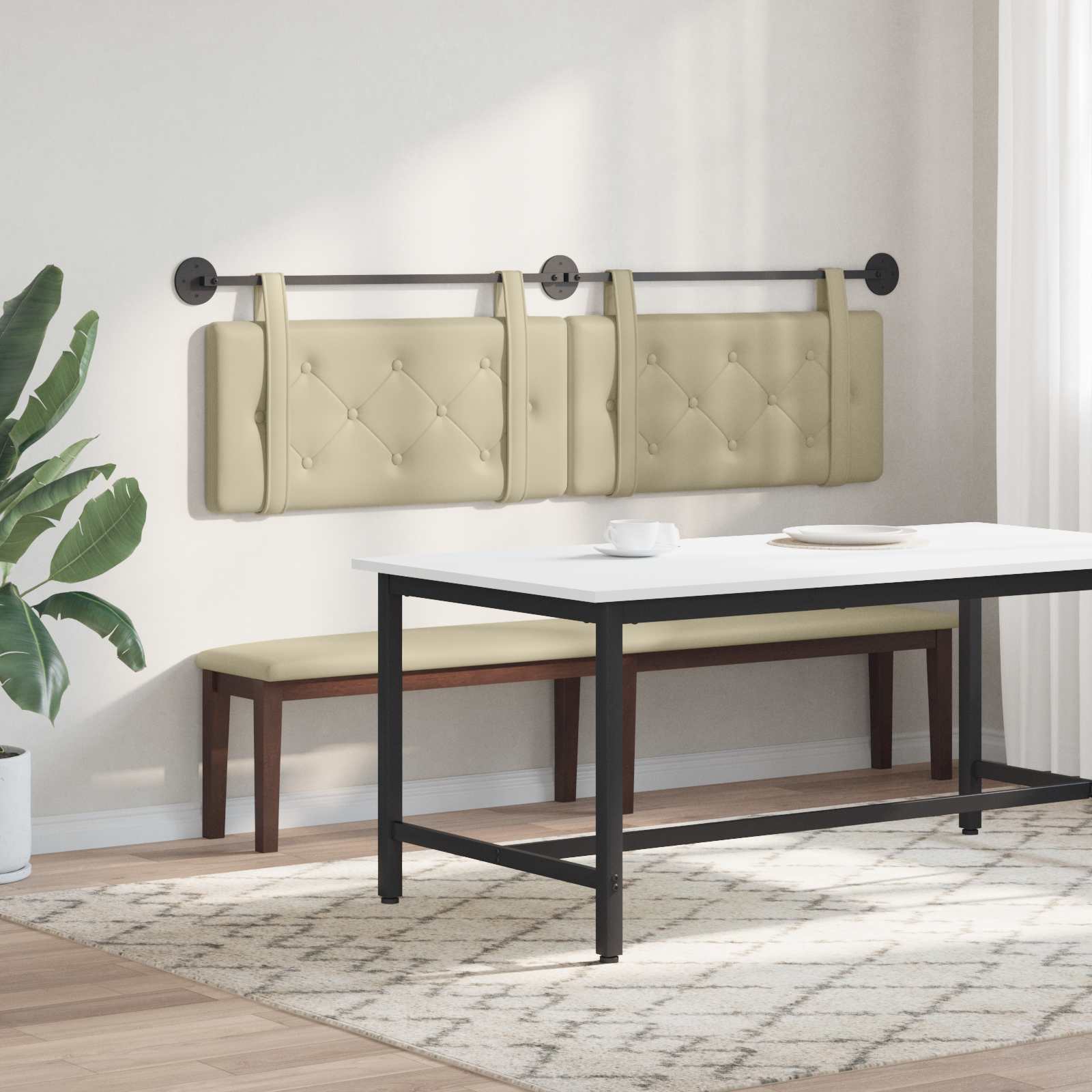 Testiera Montata a Muro 2 pcs Crema 160 x 5 x 40 cm Compensato 42031705