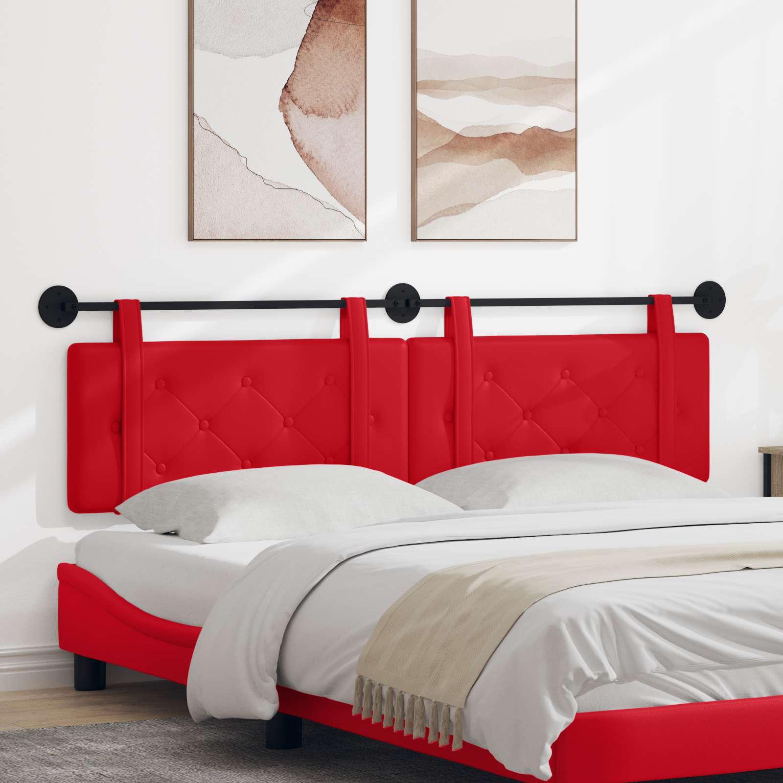 Testiera Montata a Muro 2 pcs Rosso 160 x 5 x 40 cm Compensato 42031709