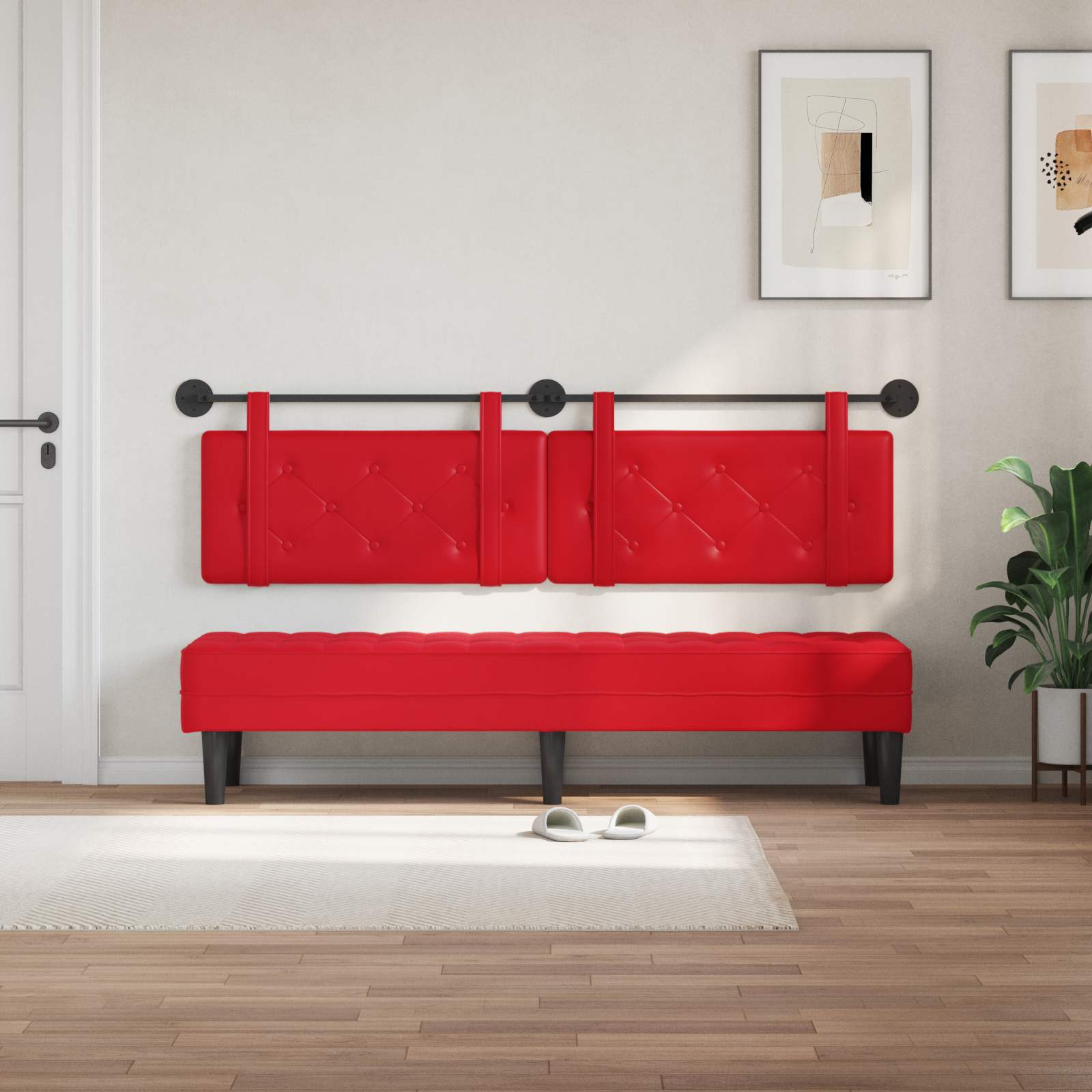 Testiera Montata a Muro 2 pcs Rosso 160 x 5 x 40 cm Compensato 42031709