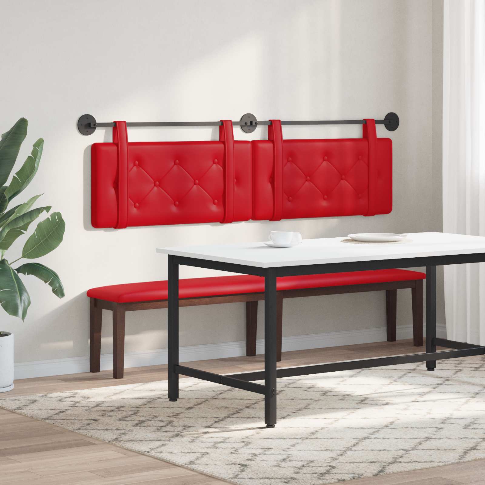 Testiera Montata a Muro 2 pcs Rosso 160 x 5 x 40 cm Compensato 42031709