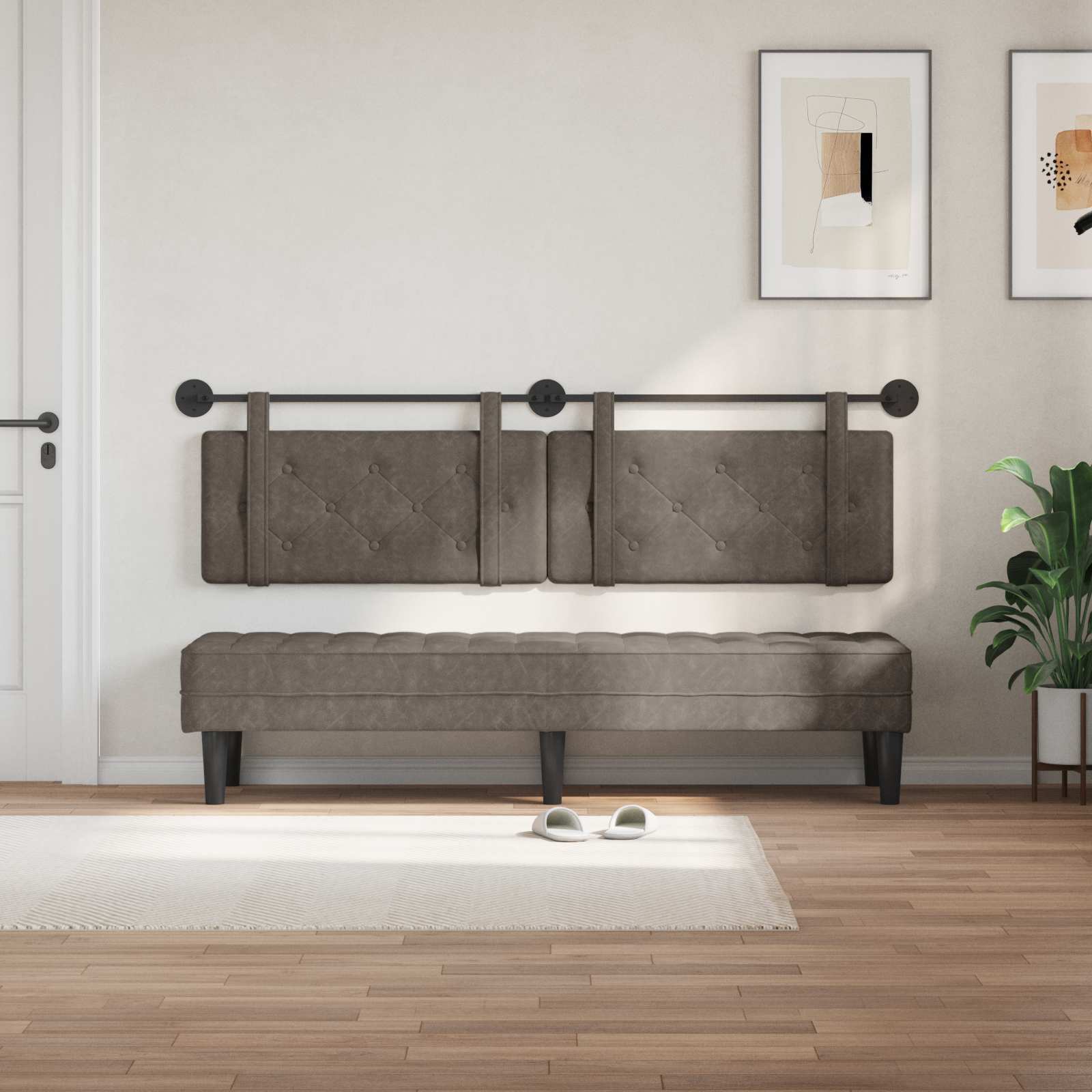 grigio con testiera 2 pcs Grigio 200 x 5 x 40 cm Compensato 42031715