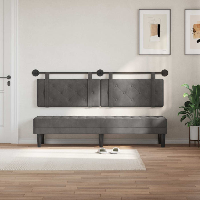 Testata appesa Grigio scuro 190 x 55 x 5 cm Velluto 42031718