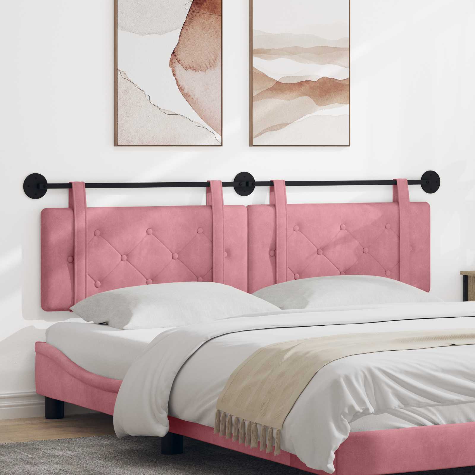 Testata appesa Montaggio a parete Rosa 190 x 55 x 5 cm Velluto 42031721
