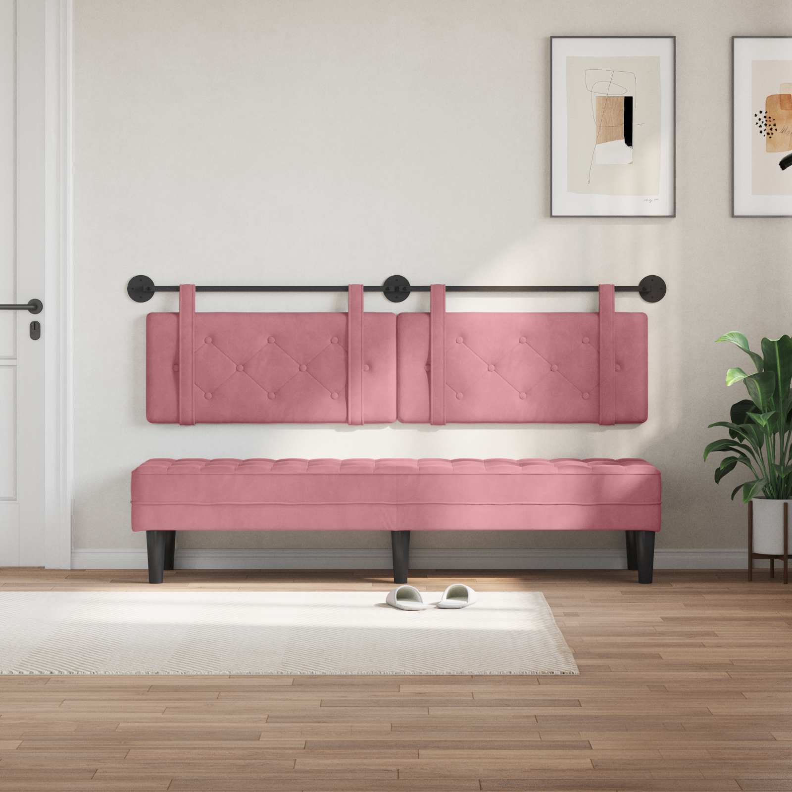 Testata appesa Montaggio a parete Rosa 190 x 55 x 5 cm Velluto 42031721