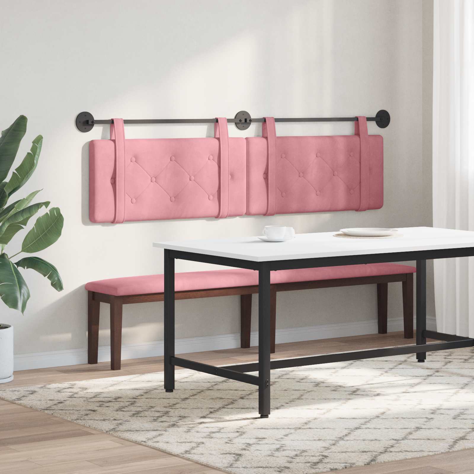 Testata appesa Montaggio a parete Rosa 190 x 55 x 5 cm Velluto 42031721