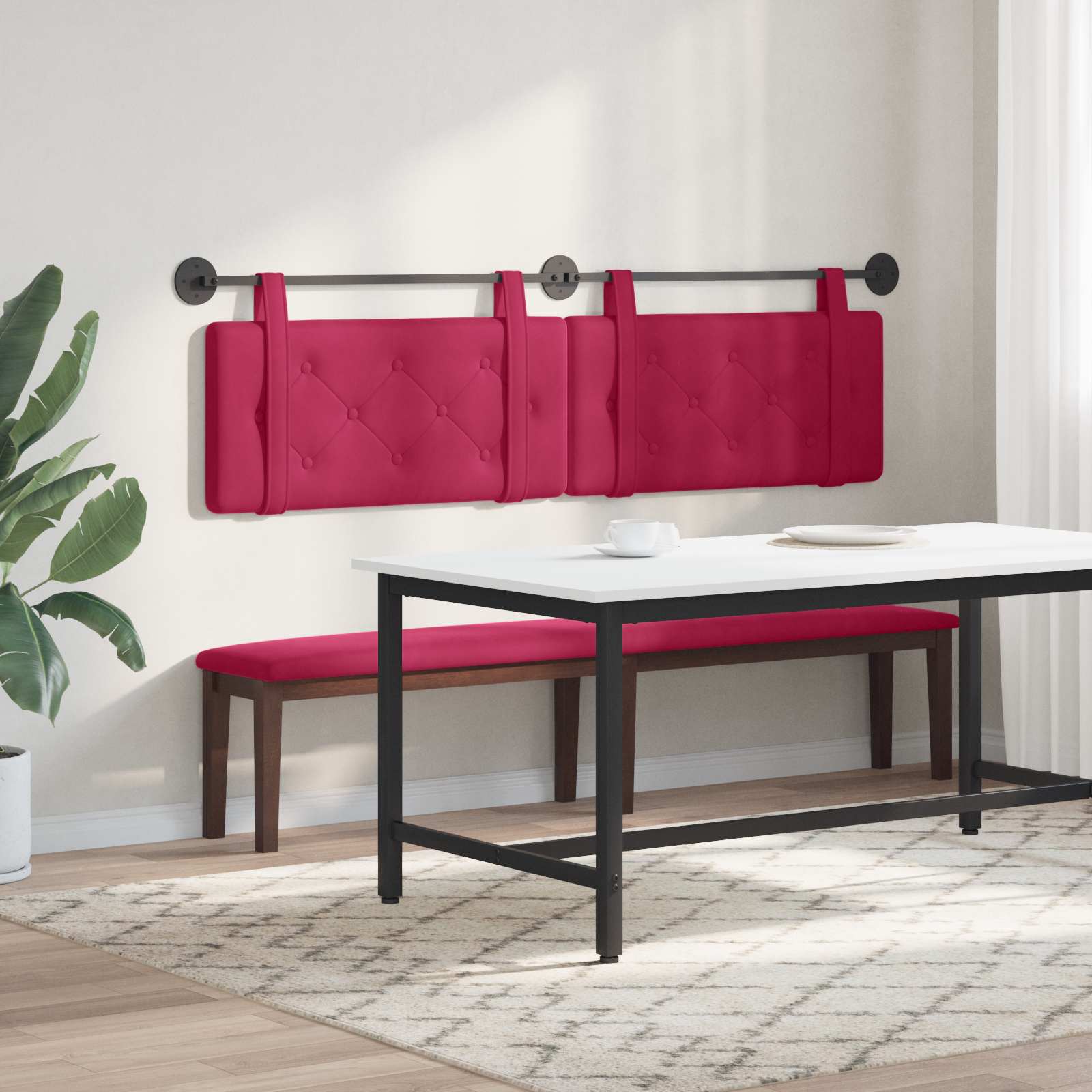 Testata appesa Rosso Vino 190 x 55 x 5 cm Velluto 42031722