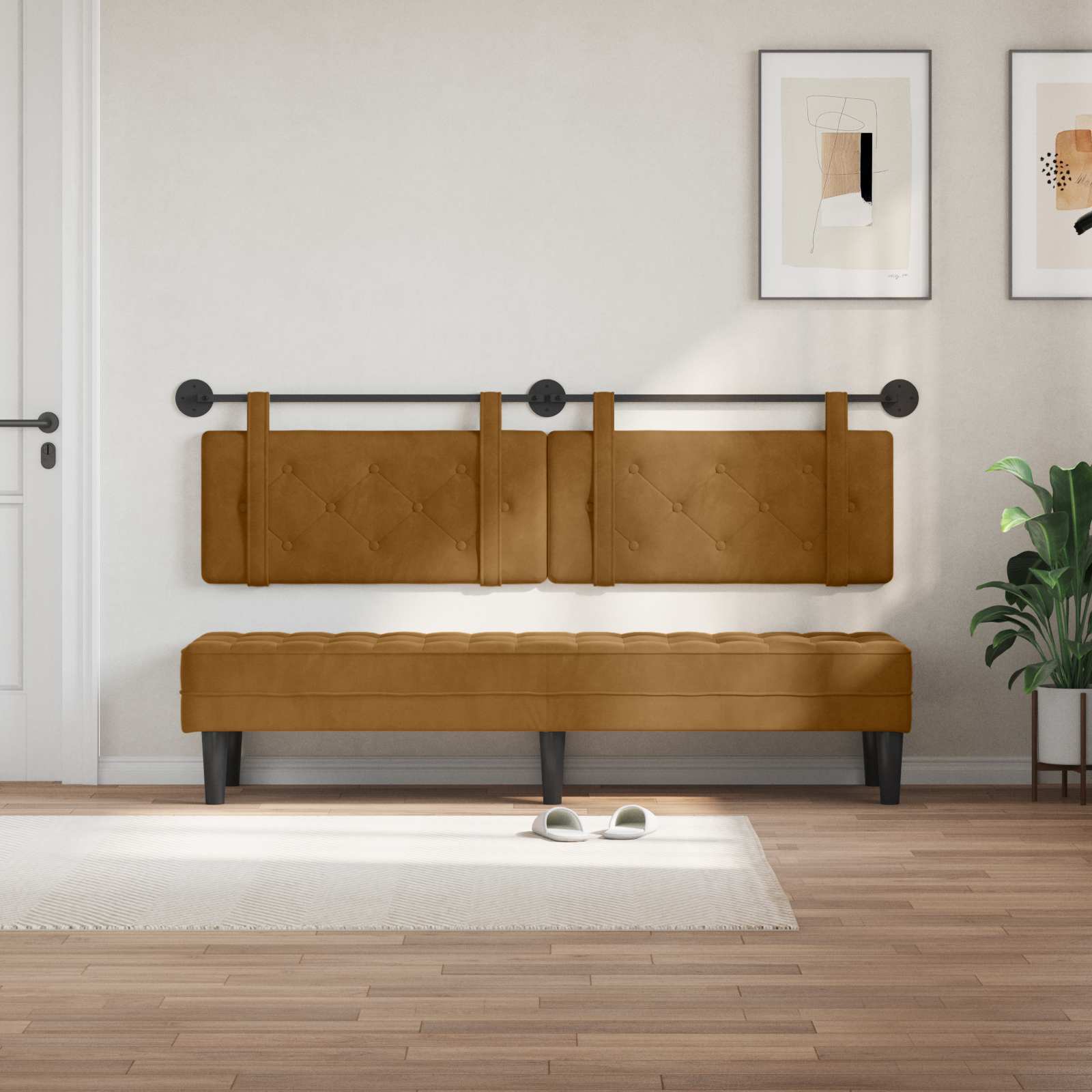 Testata appesa Marrone 190 x 55 x 5 cm Velluto 42031725