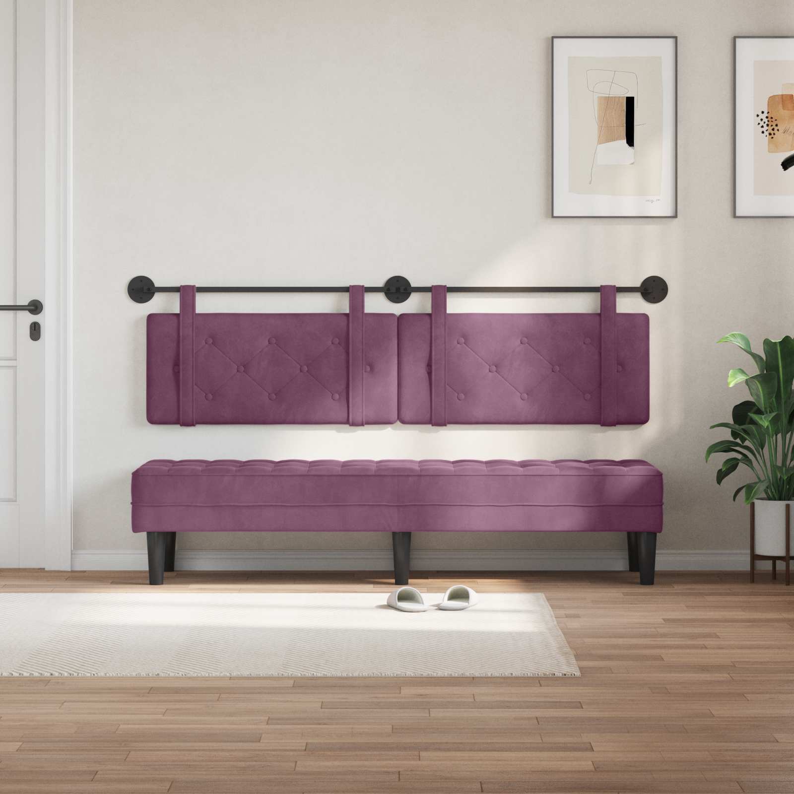 Testata appesa Montaggio a parete Viola 190 x 55 x 5 cm Velluto 42031731