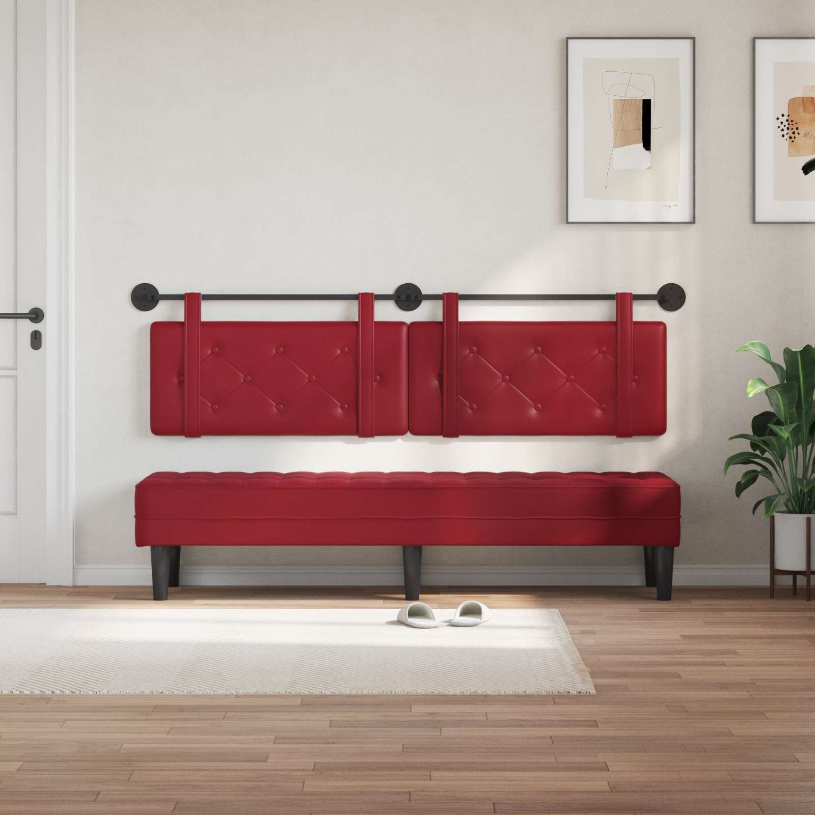 Testiera Montata a Muro 2 pcs Rosso Vino 180 x 5 x 40 cm 42031735