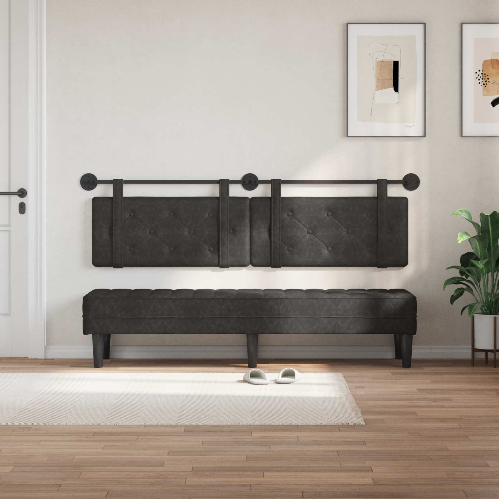 nero Montaggio a parete 2 pcs Nero 200 x 5 x 40 cm Compensato 42031740