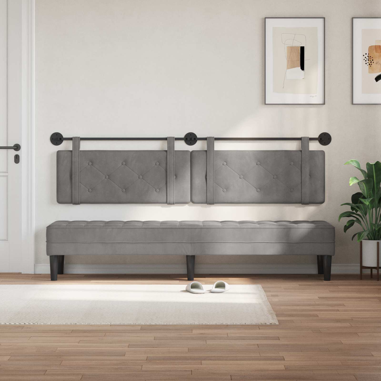 Testata appesa Grigio chiaro 210 x 55 x 5 cm Velluto 42031744