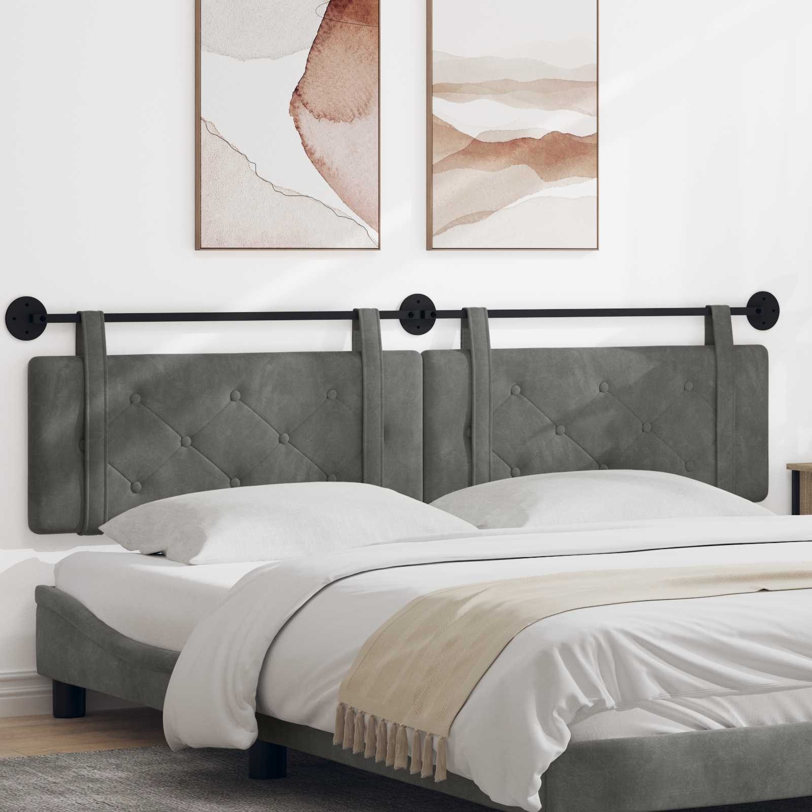 Testata appesa Grigio scuro 210 x 55 x 5 cm Velluto 42031745