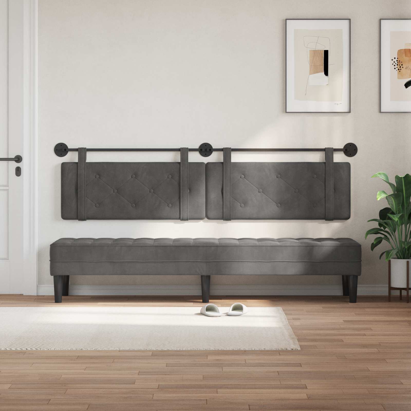 Testata appesa Grigio scuro 210 x 55 x 5 cm Velluto 42031745
