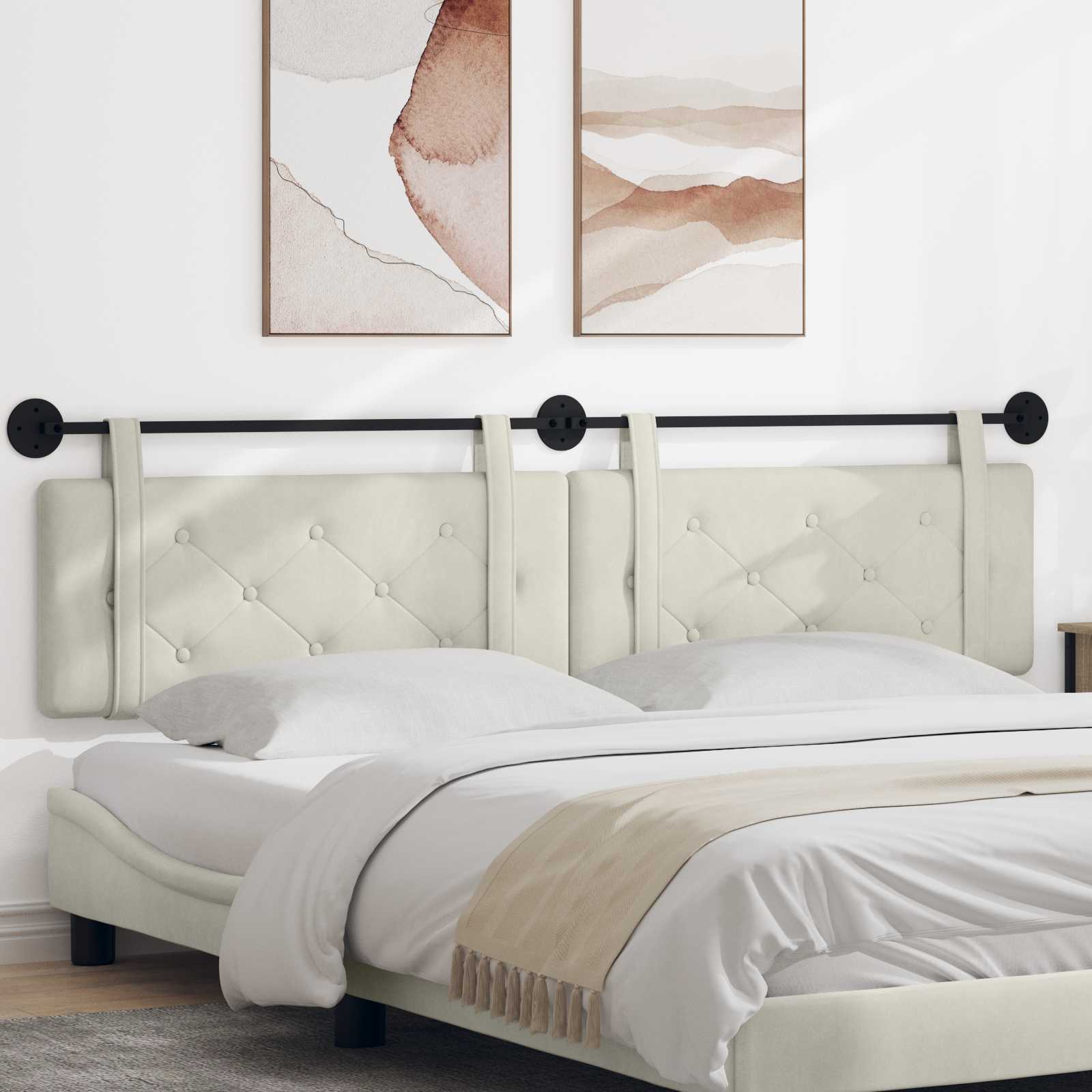 Testata appesa Montaggio a parete Crema 210 x 55 x 5 cm Velluto 42031753
